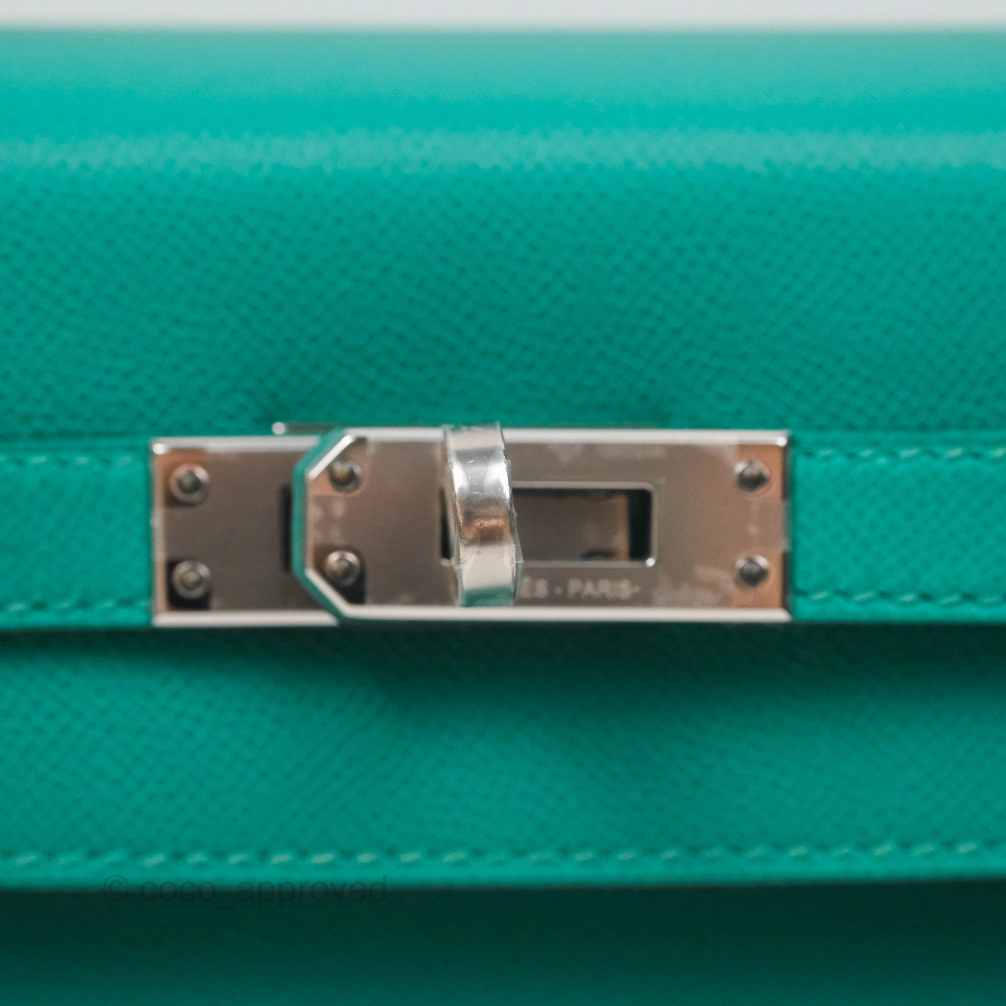 Herms Sellier Kelly 25 Madame Leather Vert Verone U1/ Bleu De Prusse 7P Palladium Hardware