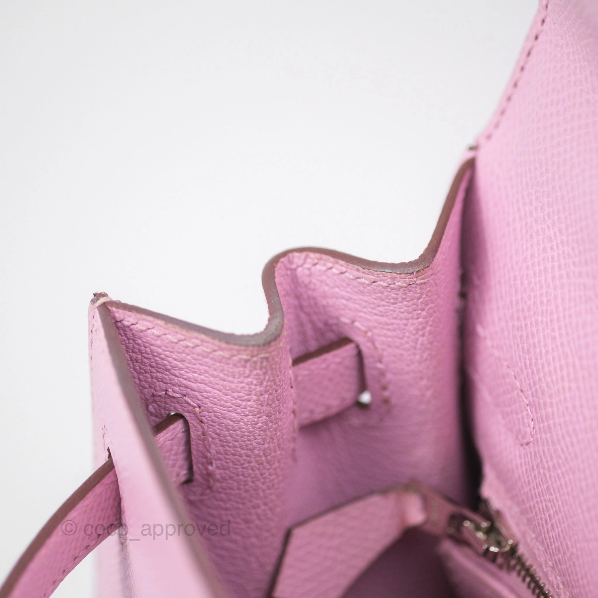 Herms Sellier Kelly 25 Mauve Sylvestre X9 Epsom Palladium Hardware