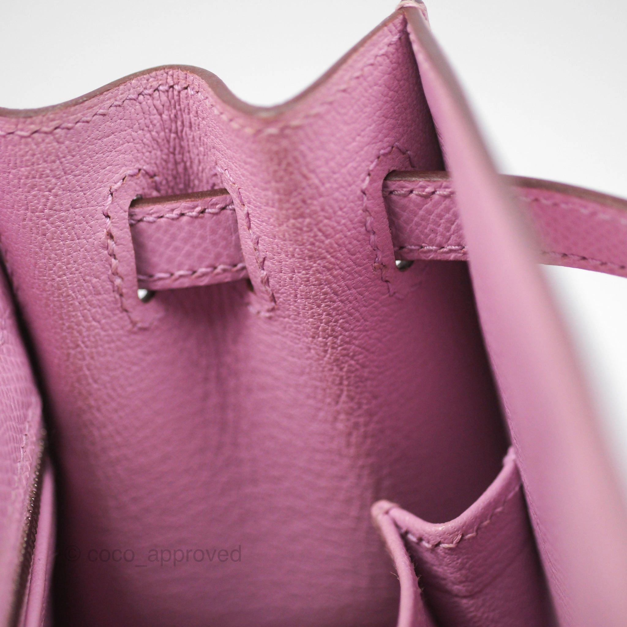 Herms Sellier Kelly 25 Mauve Sylvestre X9 Epsom Palladium Hardware
