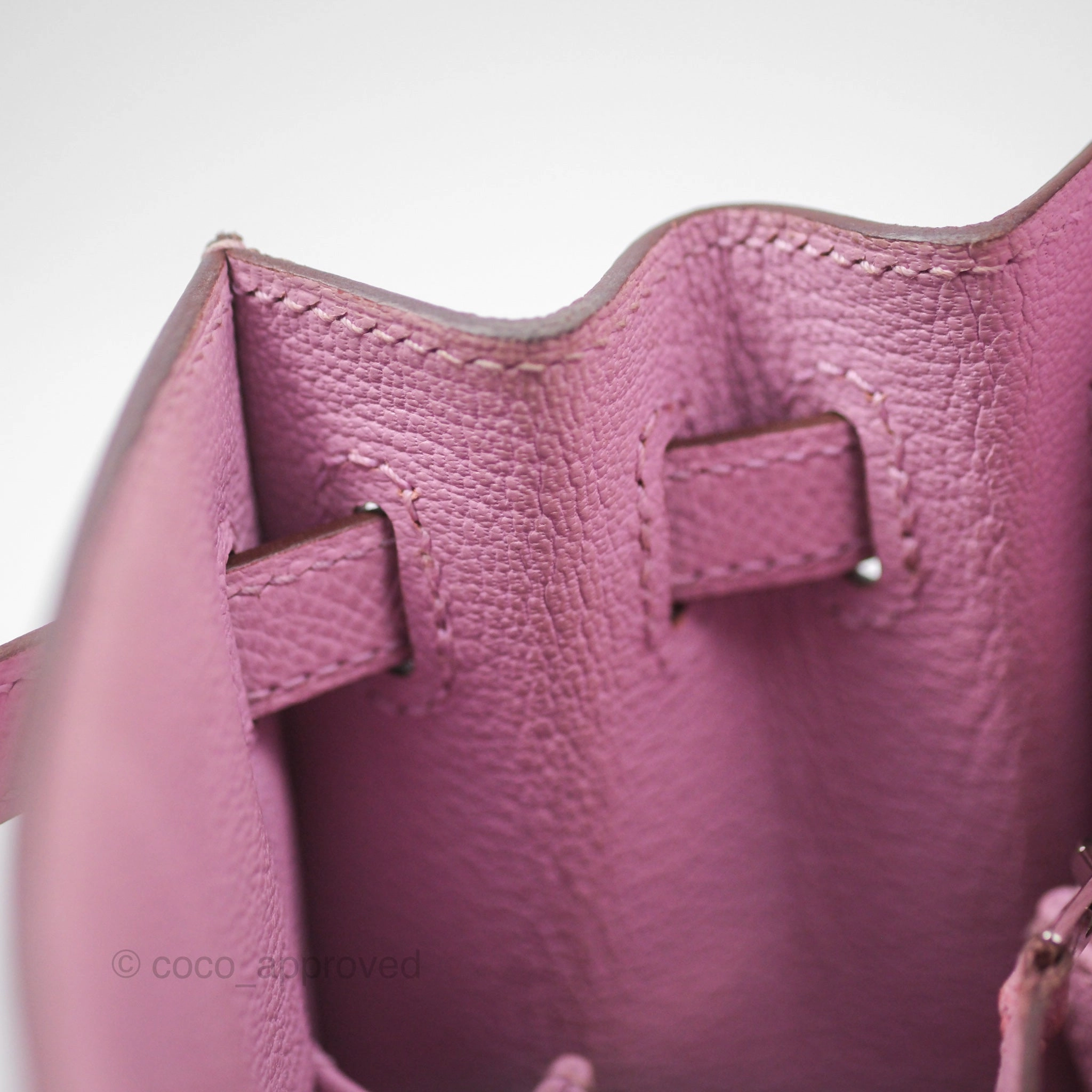 Herms Sellier Kelly 25 Mauve Sylvestre X9 Epsom Palladium Hardware