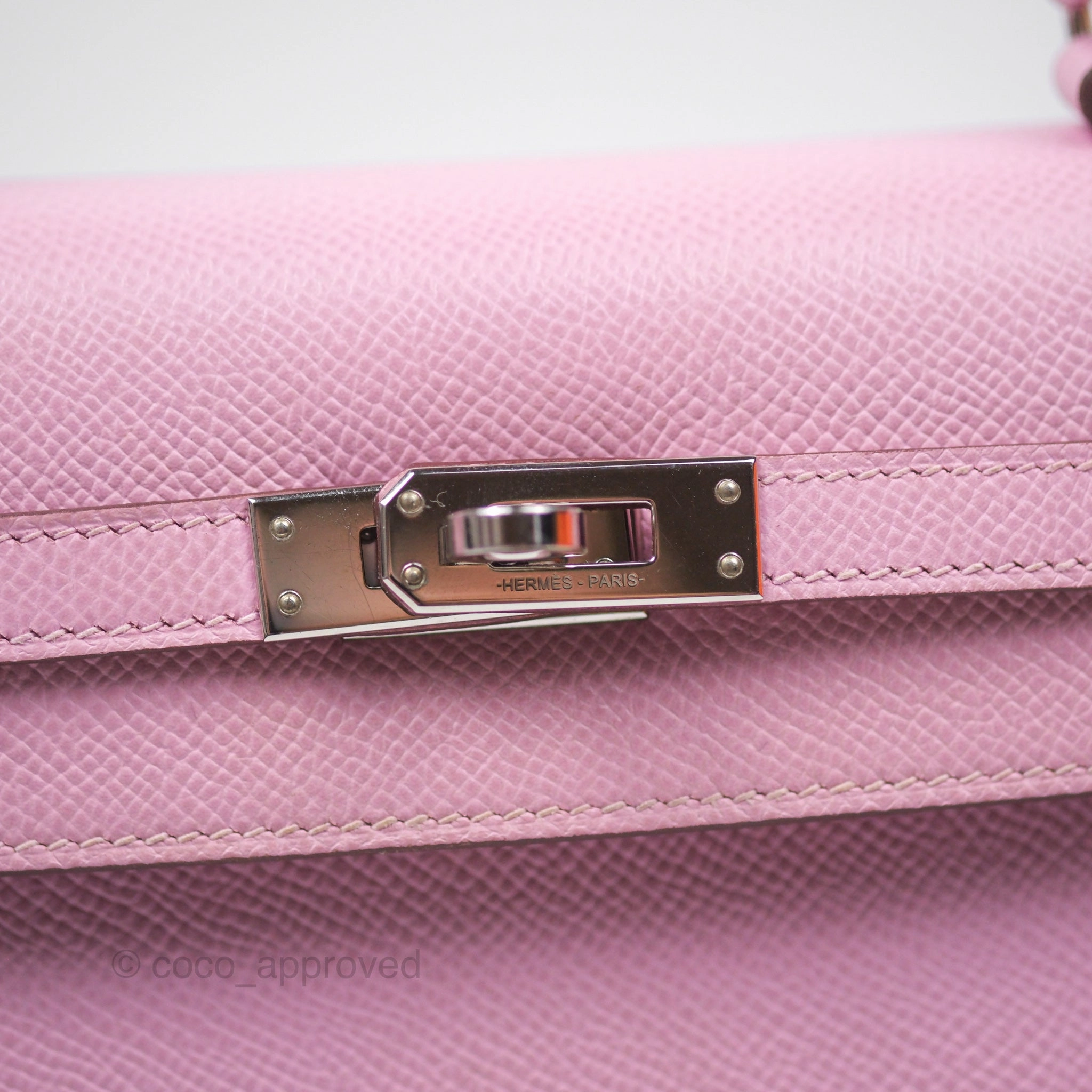 Herms Sellier Kelly 25 Mauve Sylvestre X9 Epsom Palladium Hardware