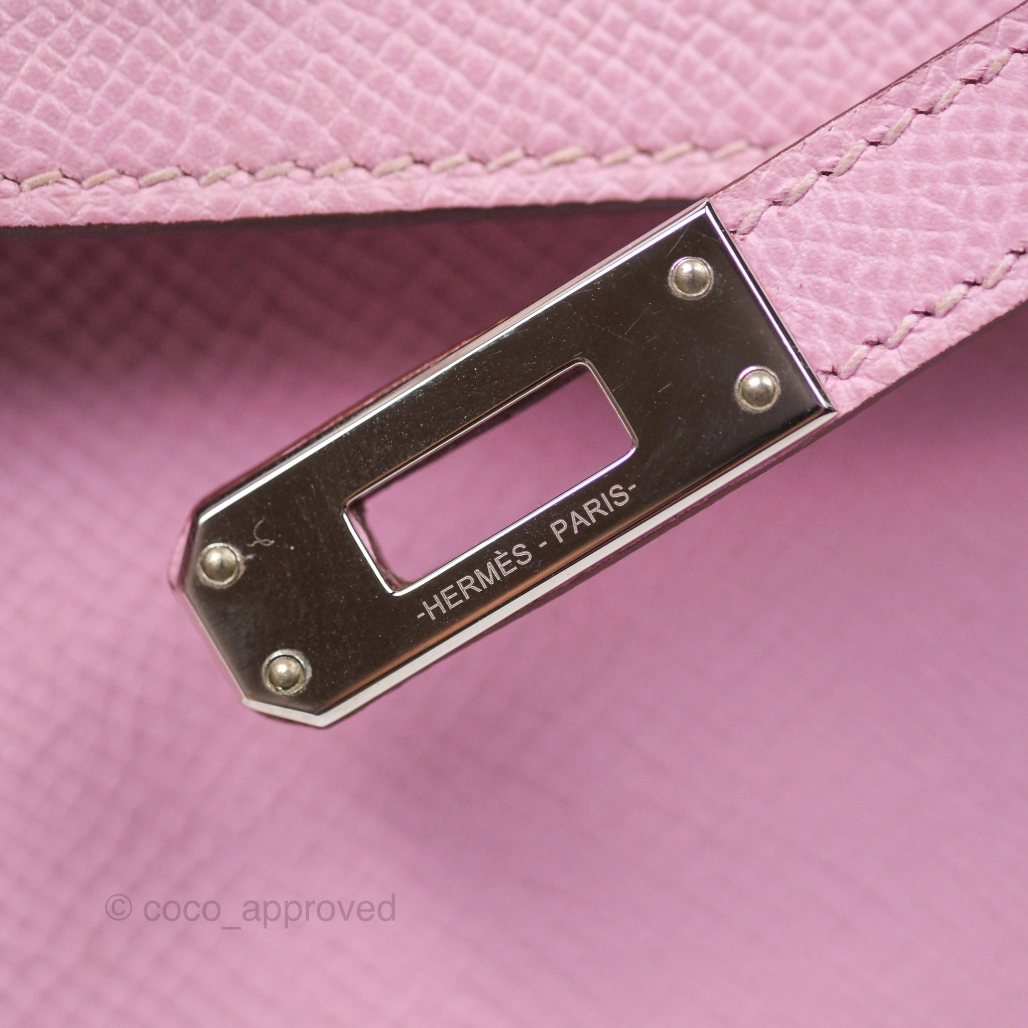 Herms Sellier Kelly 25 Mauve Sylvestre X9 Epsom Palladium Hardware