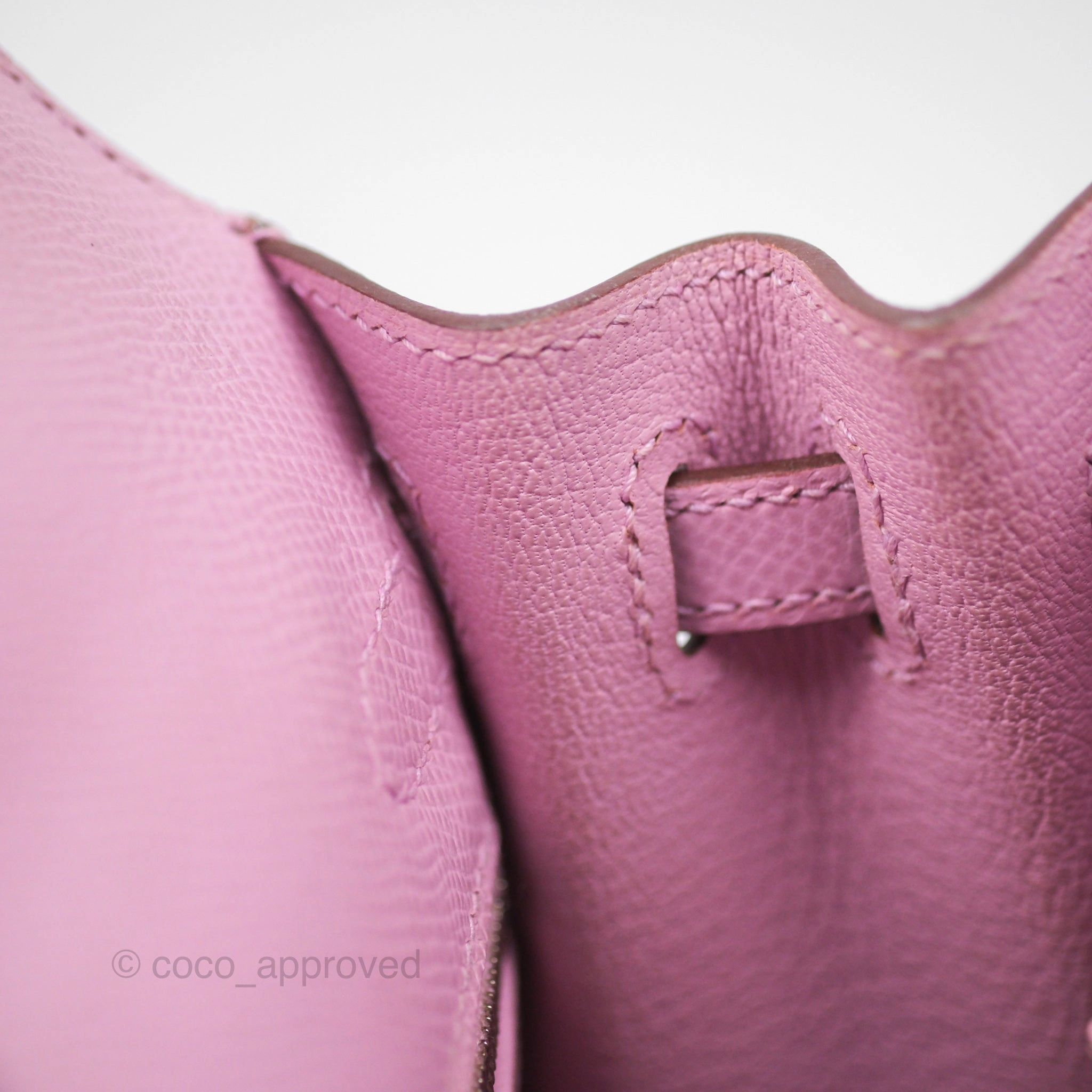 Herms Sellier Kelly 25 Mauve Sylvestre X9 Epsom Palladium Hardware