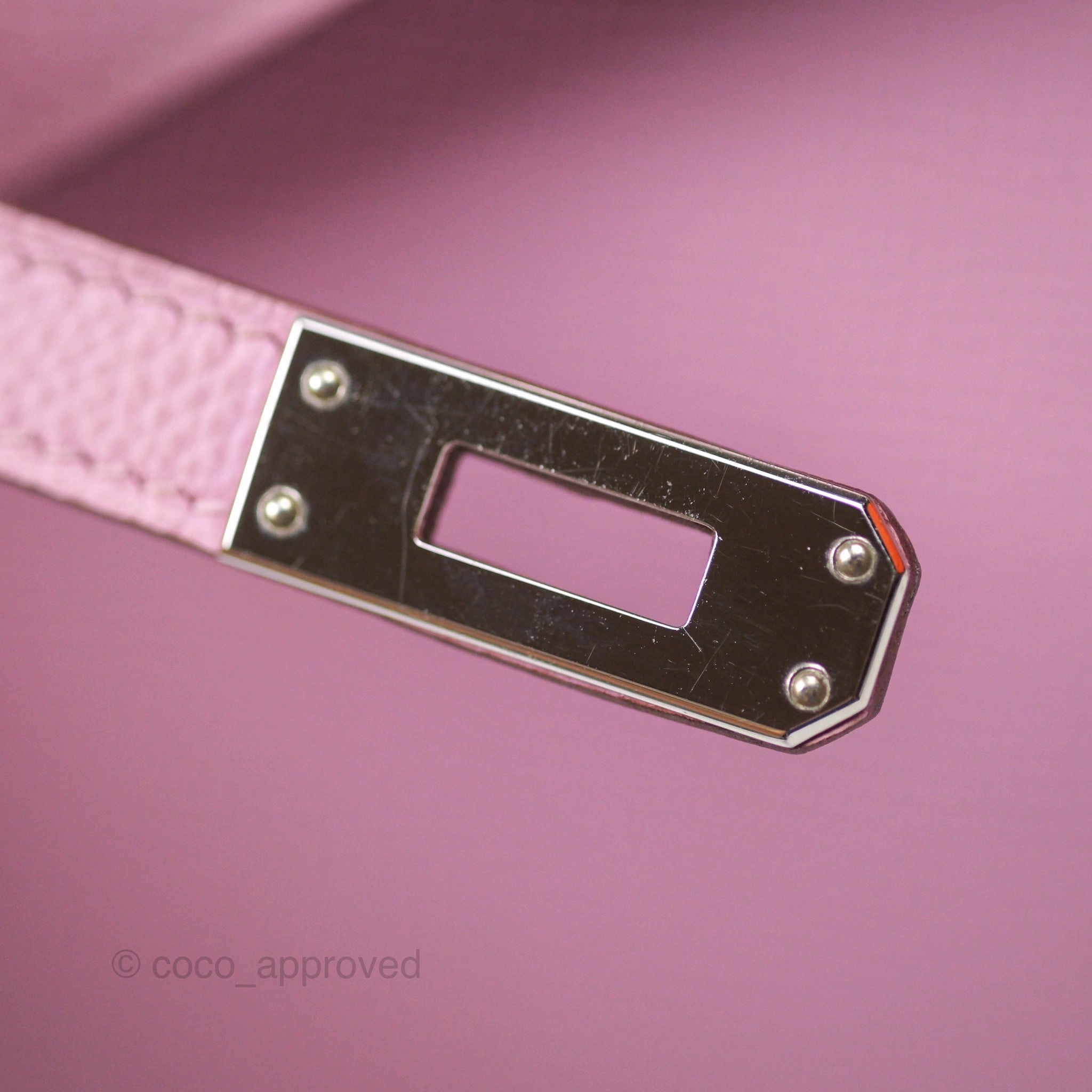 Herms Sellier Kelly 25 Mauve Sylvestre X9 Epsom Palladium Hardware