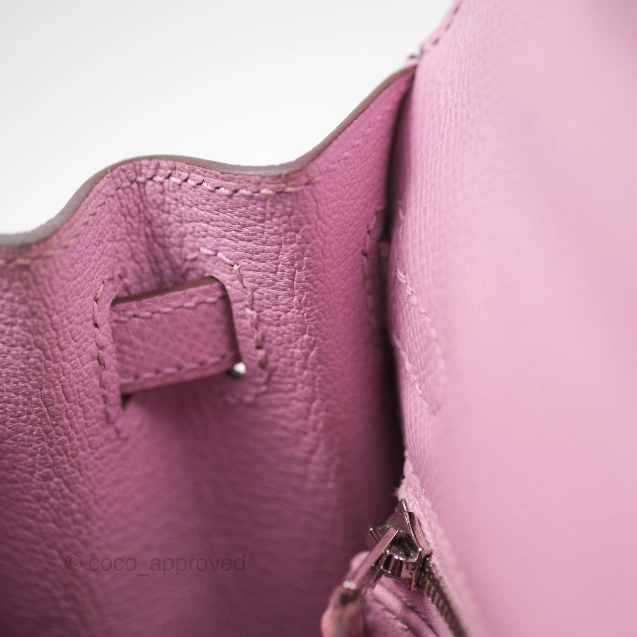Herms Sellier Kelly 25 Mauve Sylvestre X9 Epsom Palladium Hardware