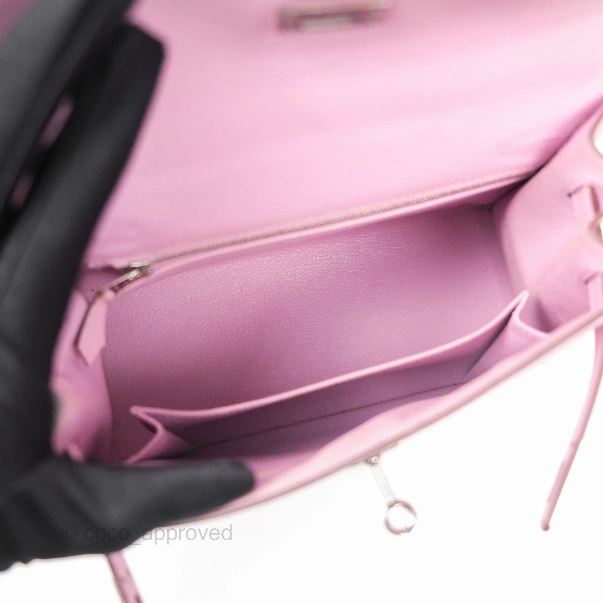 Herms Sellier Kelly 25 Mauve Sylvestre X9 Epsom Palladium Hardware