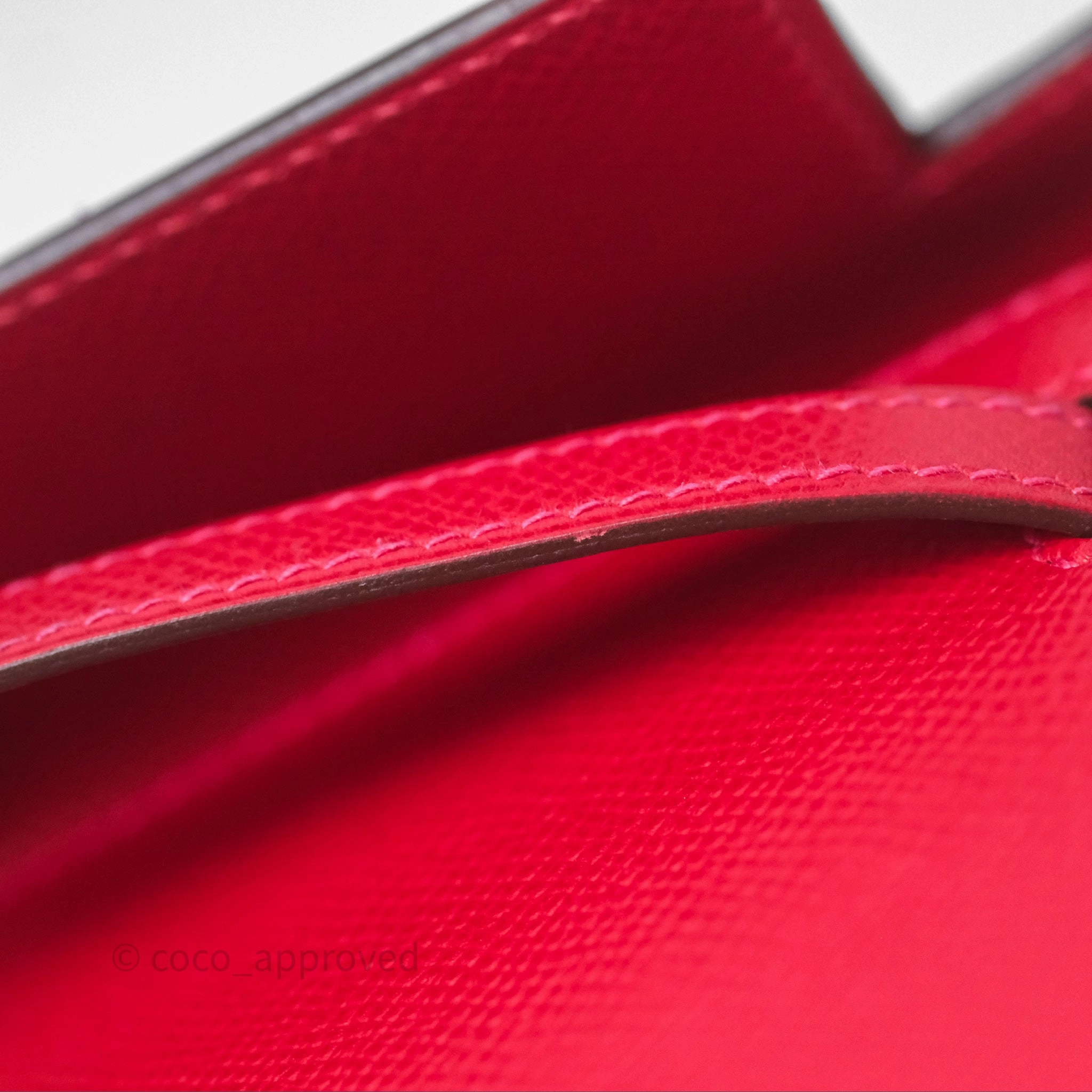 Herms Sellier Kelly 25 Rouge Casaque Q5 Epsom Gold Hardware