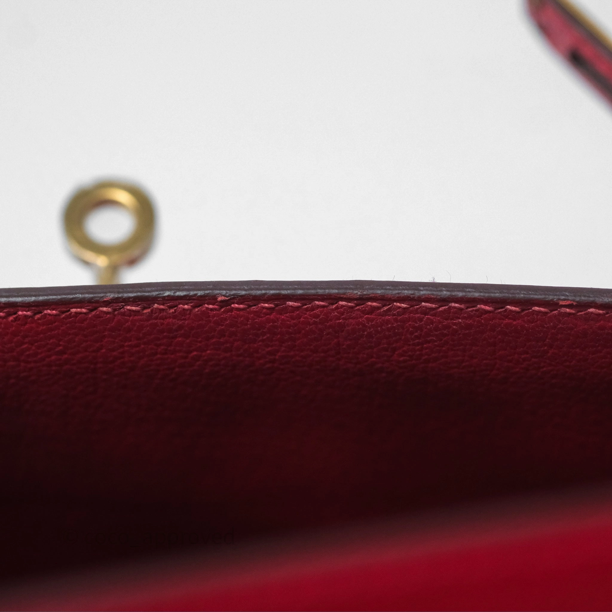 Herms Sellier Kelly 25 Rouge Casaque Q5 Epsom Gold Hardware