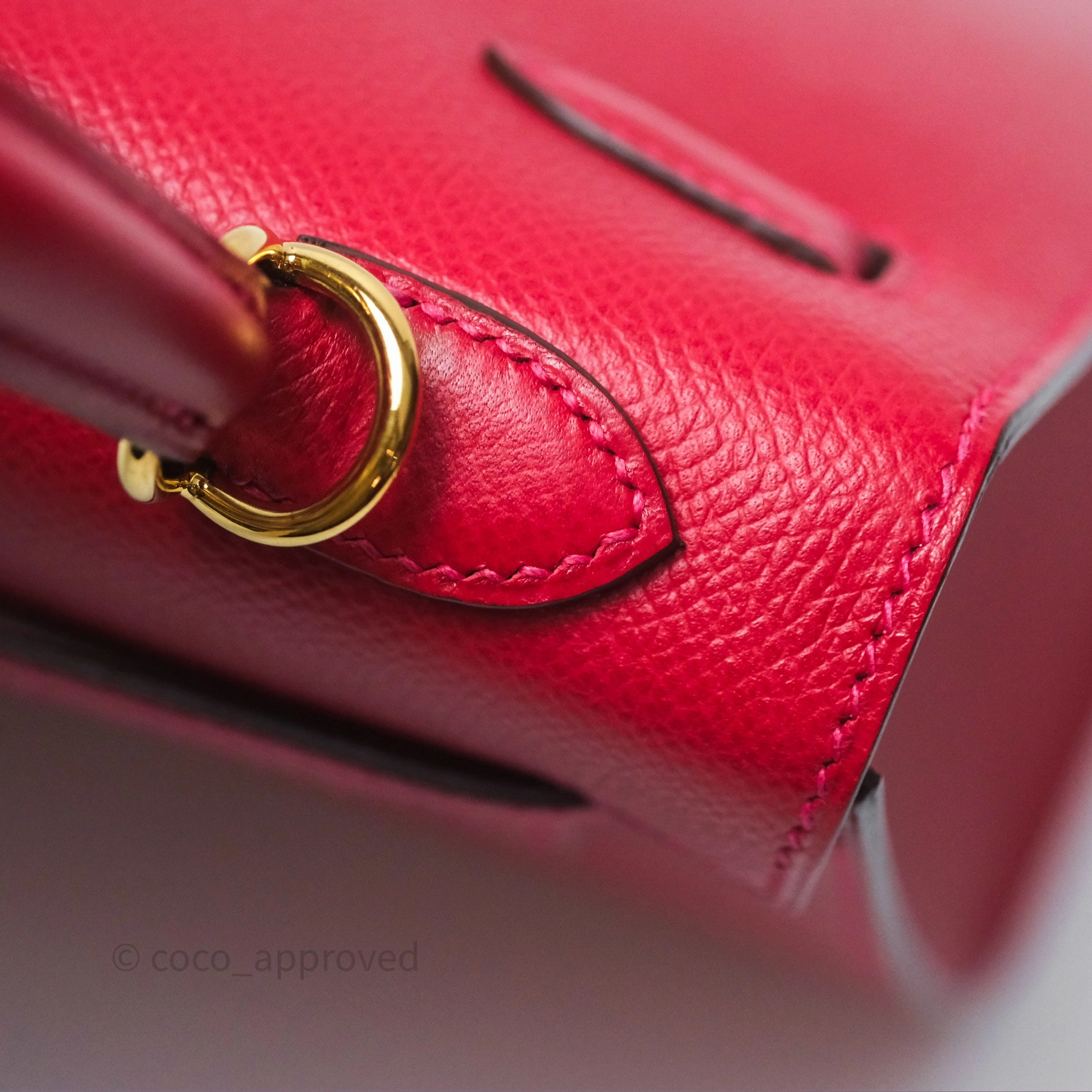 Herms Sellier Kelly 25 Rouge Casaque Q5 Epsom Gold Hardware