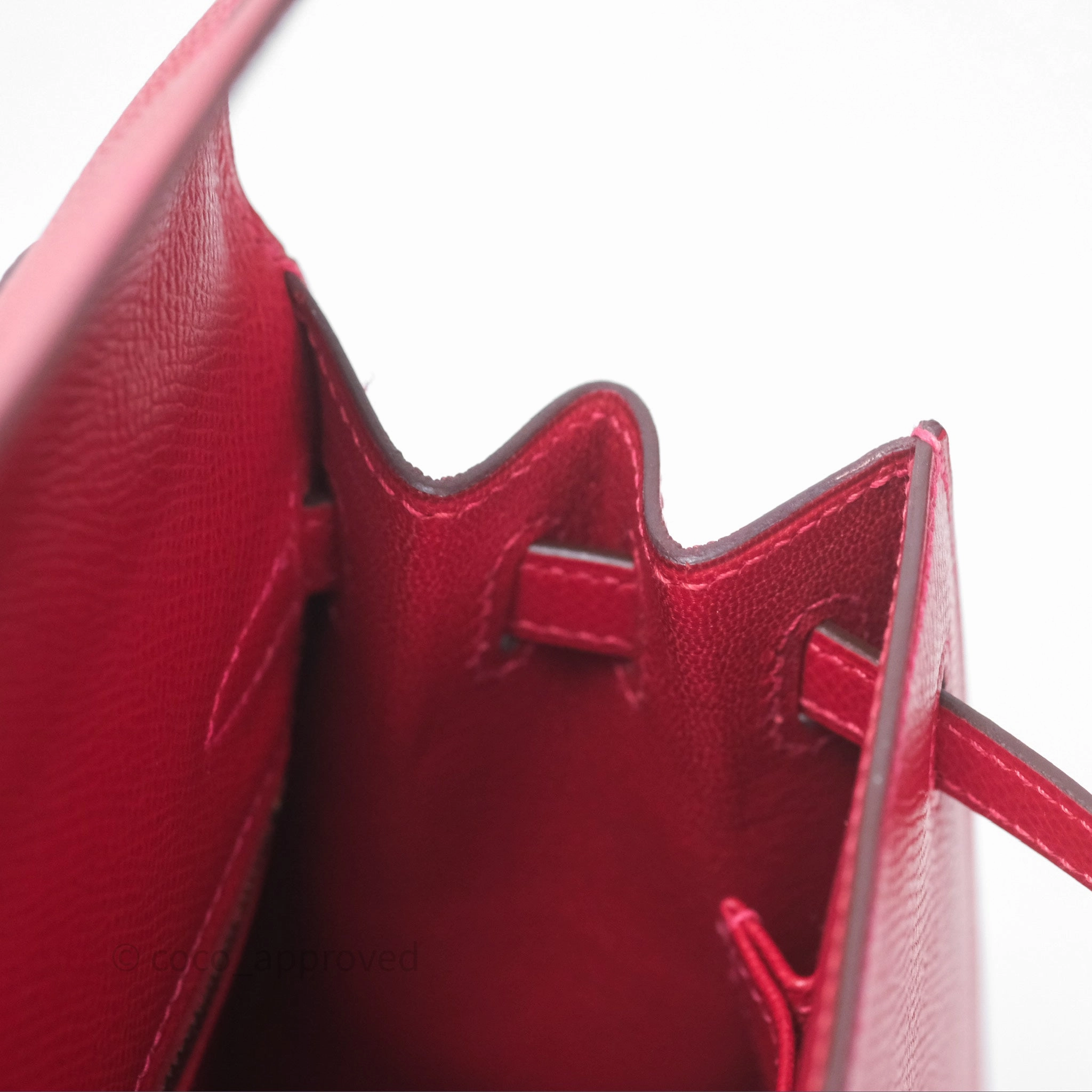Herms Sellier Kelly 25 Rouge Casaque Q5 Epsom Gold Hardware