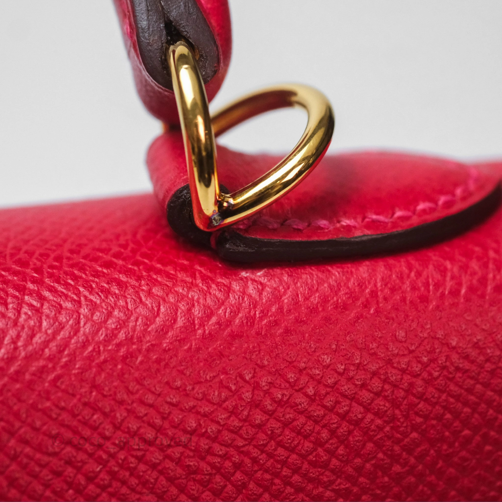 Herms Sellier Kelly 25 Rouge Casaque Q5 Epsom Gold Hardware