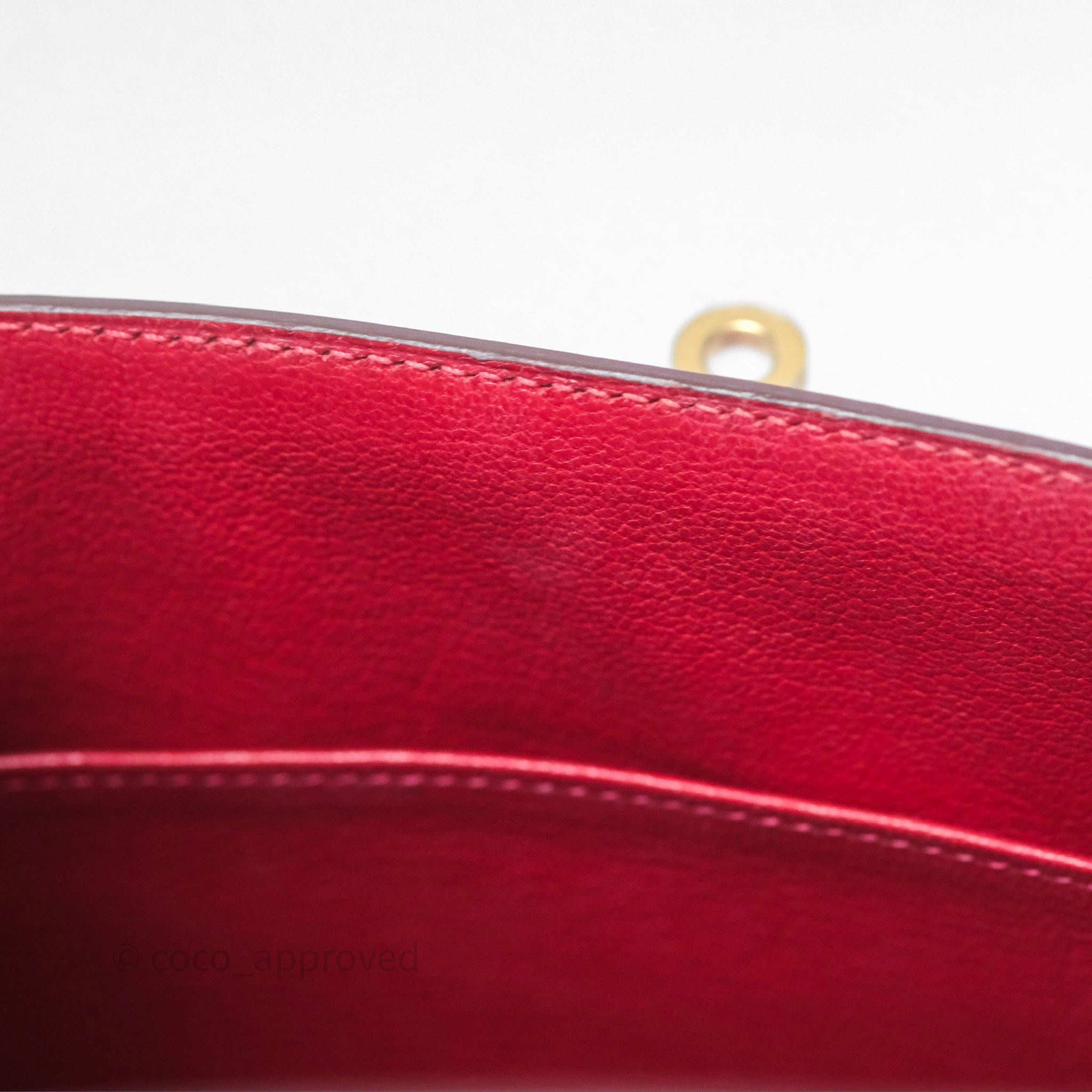 Herms Sellier Kelly 25 Rouge Casaque Q5 Epsom Gold Hardware