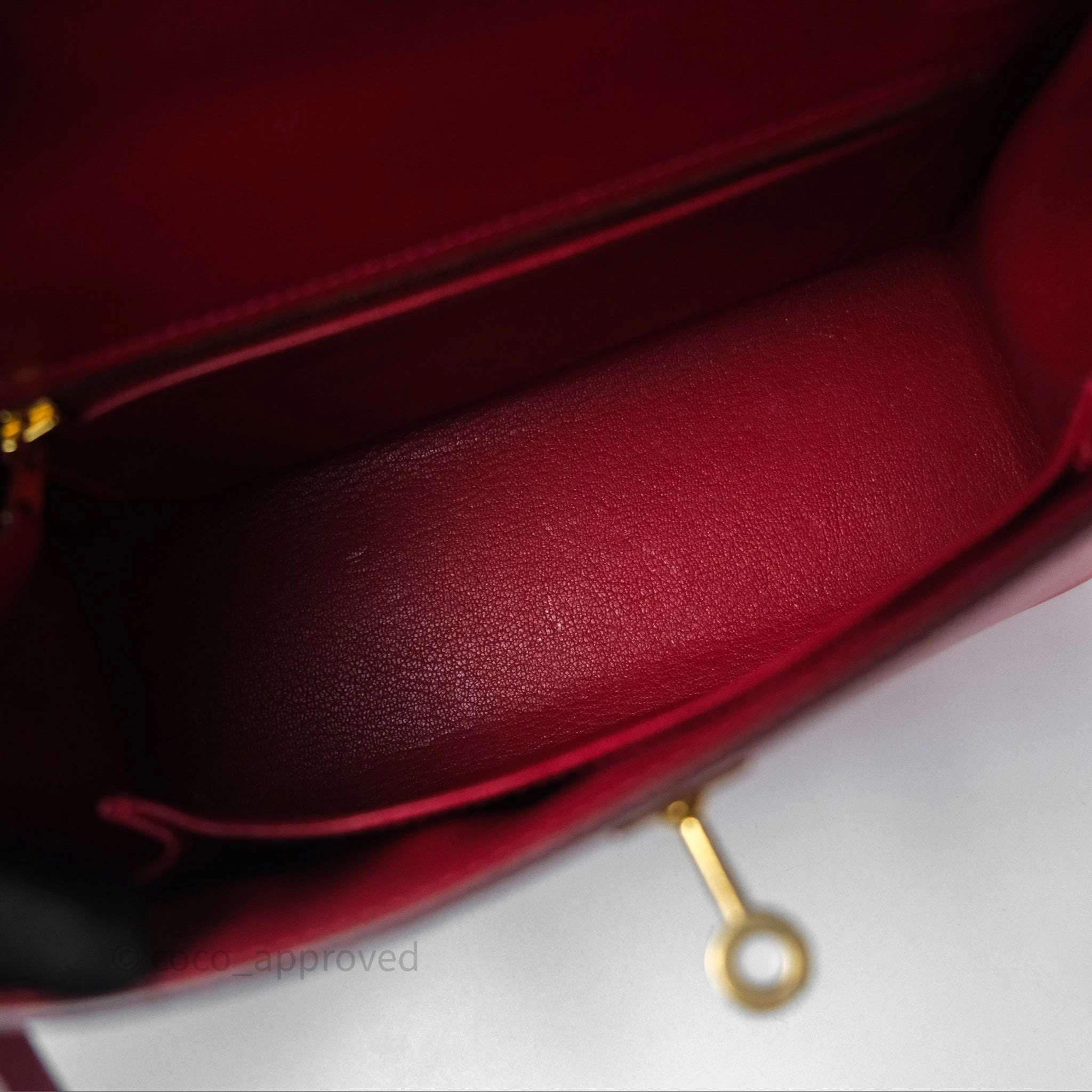 Herms Sellier Kelly 25 Rouge Casaque Q5 Epsom Gold Hardware