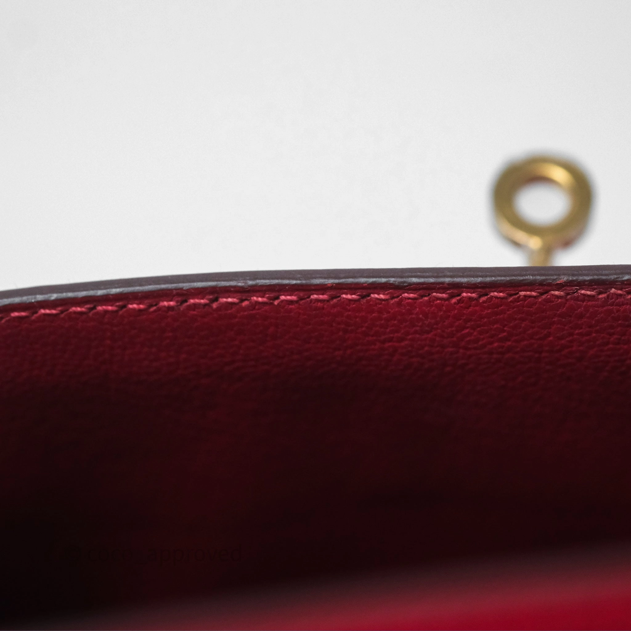 Herms Sellier Kelly 25 Rouge Casaque Q5 Epsom Gold Hardware