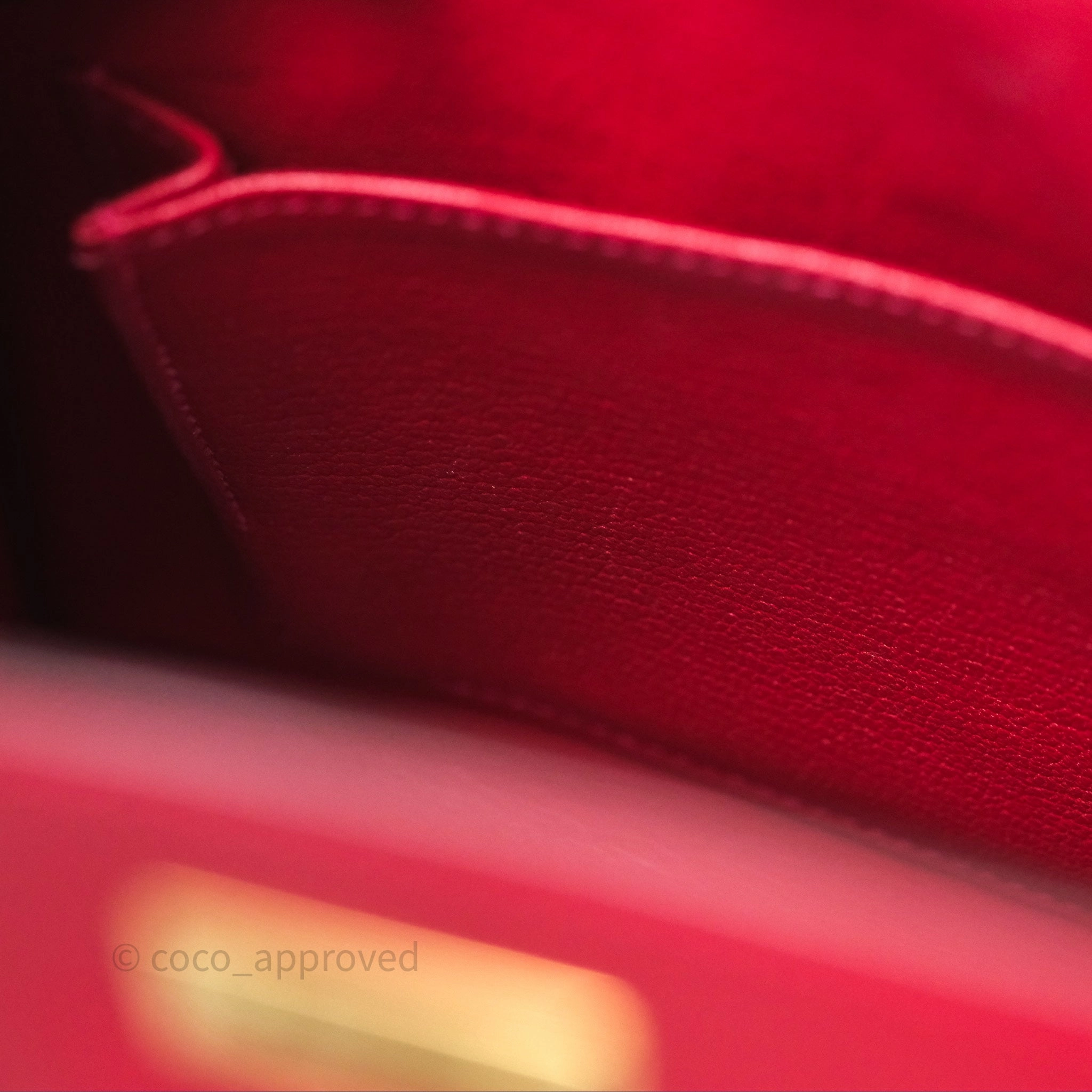 Herms Sellier Kelly 25 Rouge Casaque Q5 Epsom Gold Hardware