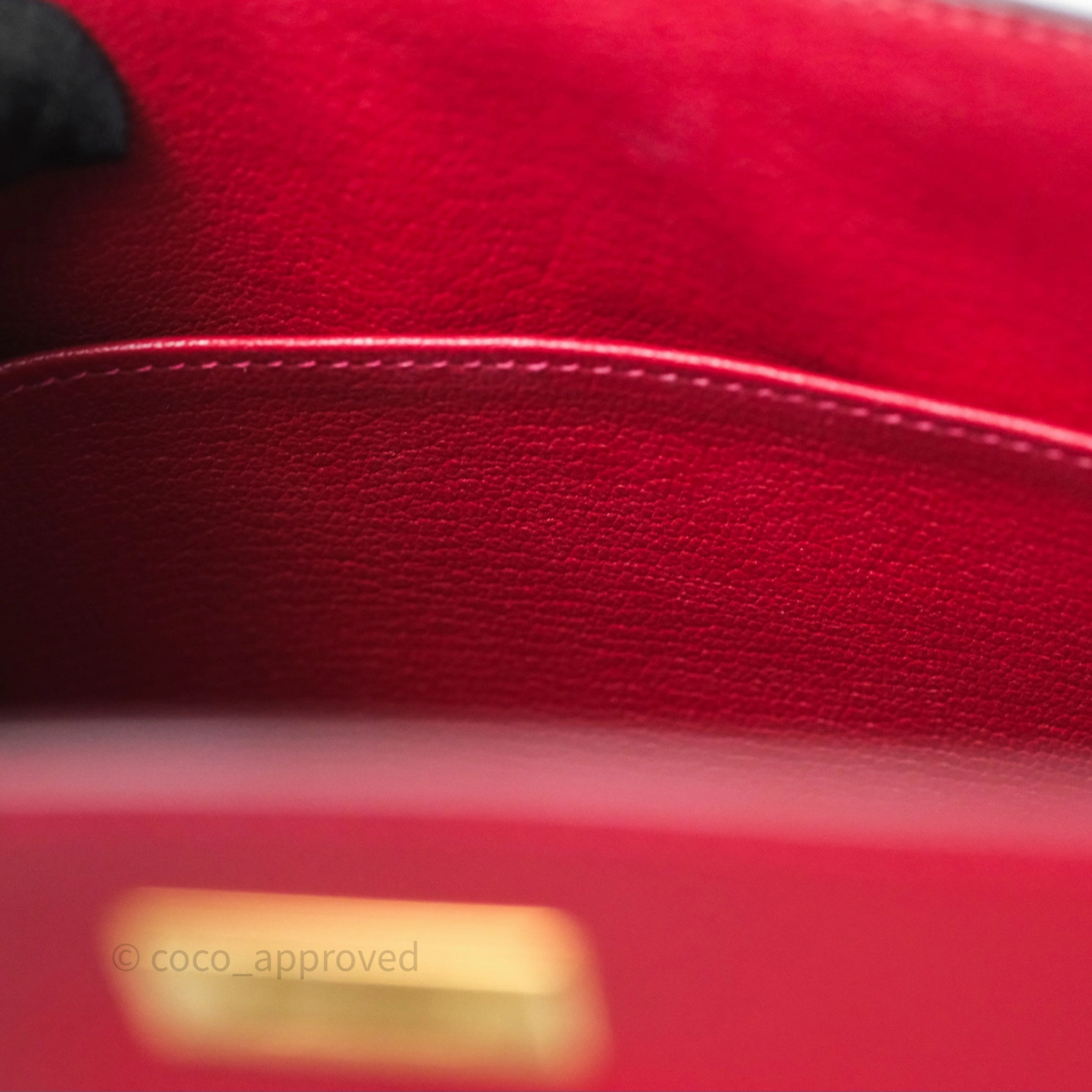 Herms Sellier Kelly 25 Rouge Casaque Q5 Epsom Gold Hardware
