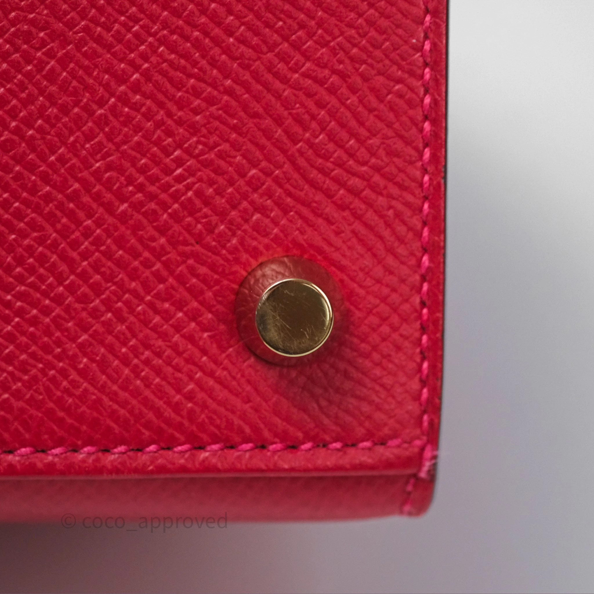 Herms Sellier Kelly 25 Rouge Casaque Q5 Epsom Gold Hardware