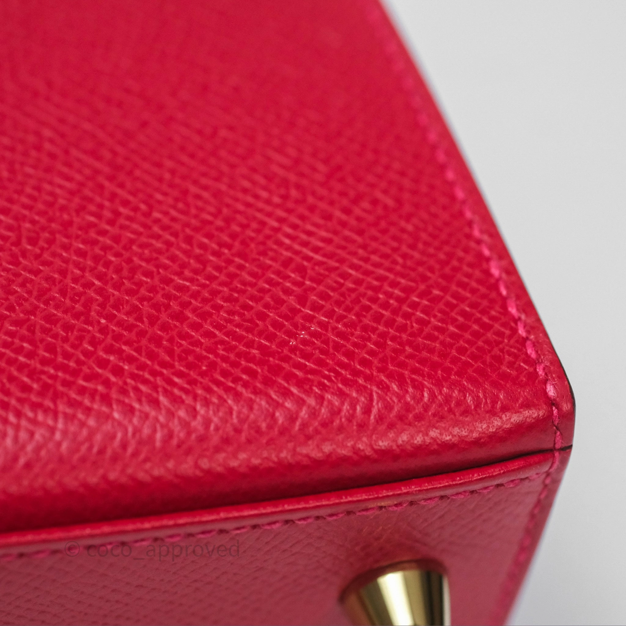 Herms Sellier Kelly 25 Rouge Casaque Q5 Epsom Gold Hardware