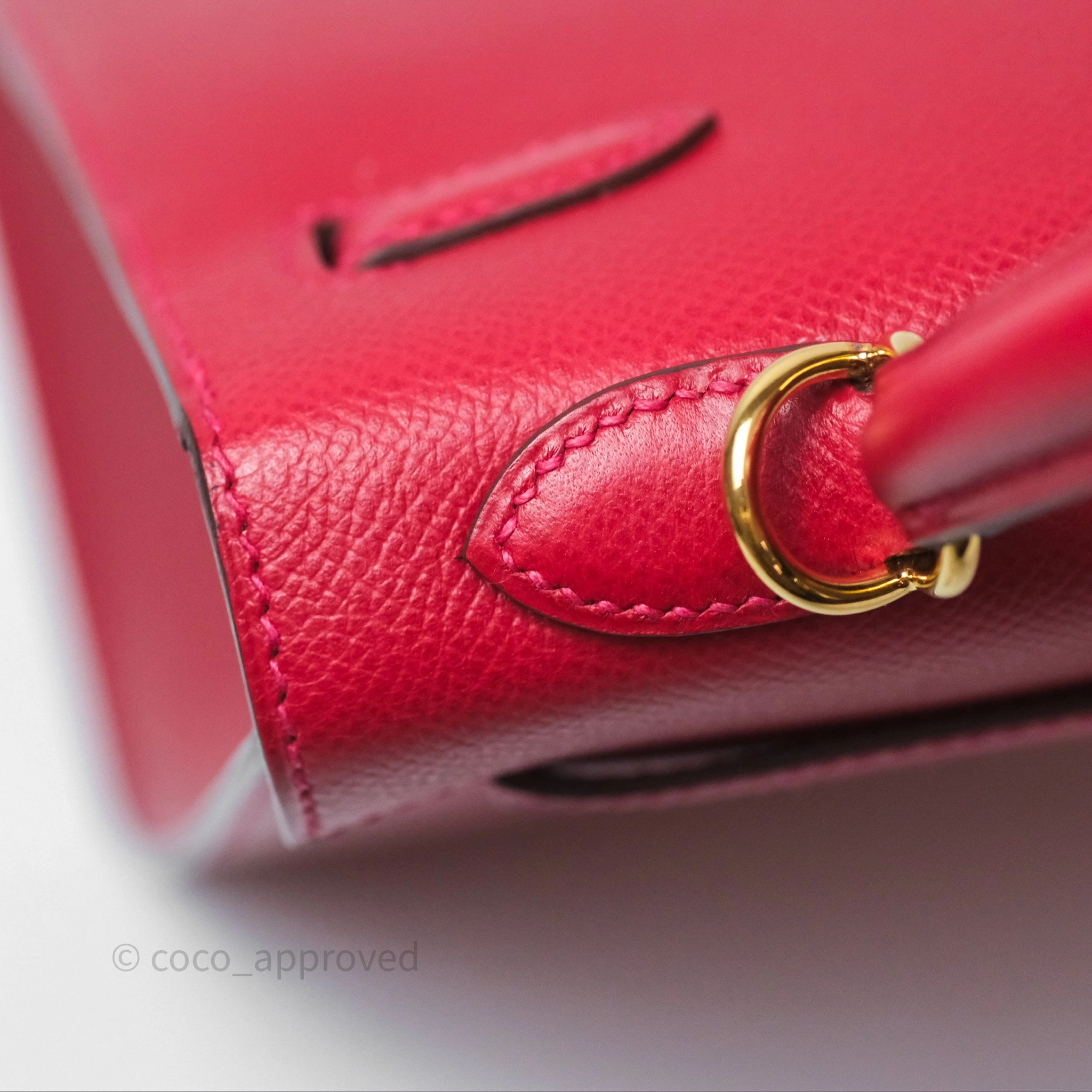 Herms Sellier Kelly 25 Rouge Casaque Q5 Epsom Gold Hardware