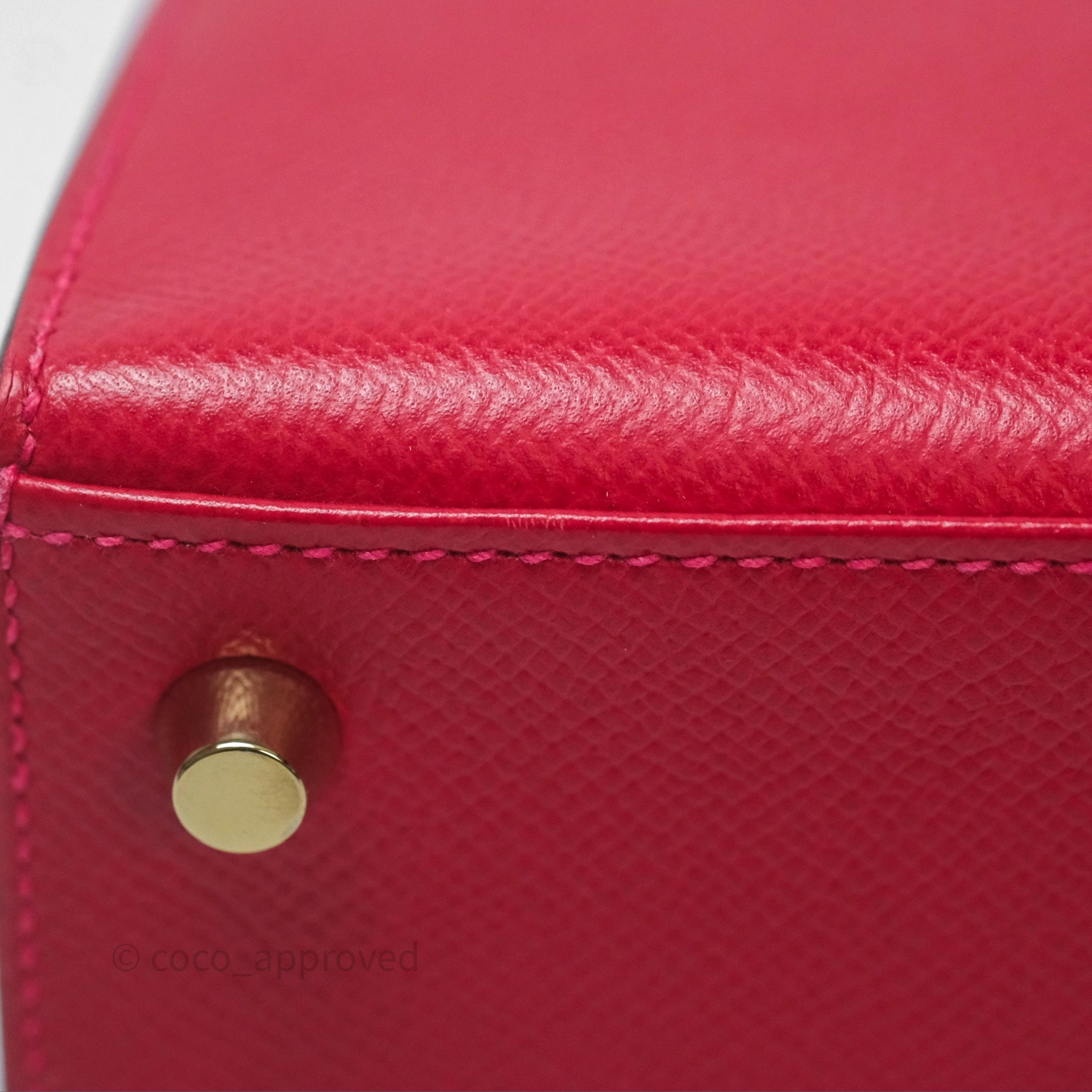 Herms Sellier Kelly 25 Rouge Casaque Q5 Epsom Gold Hardware