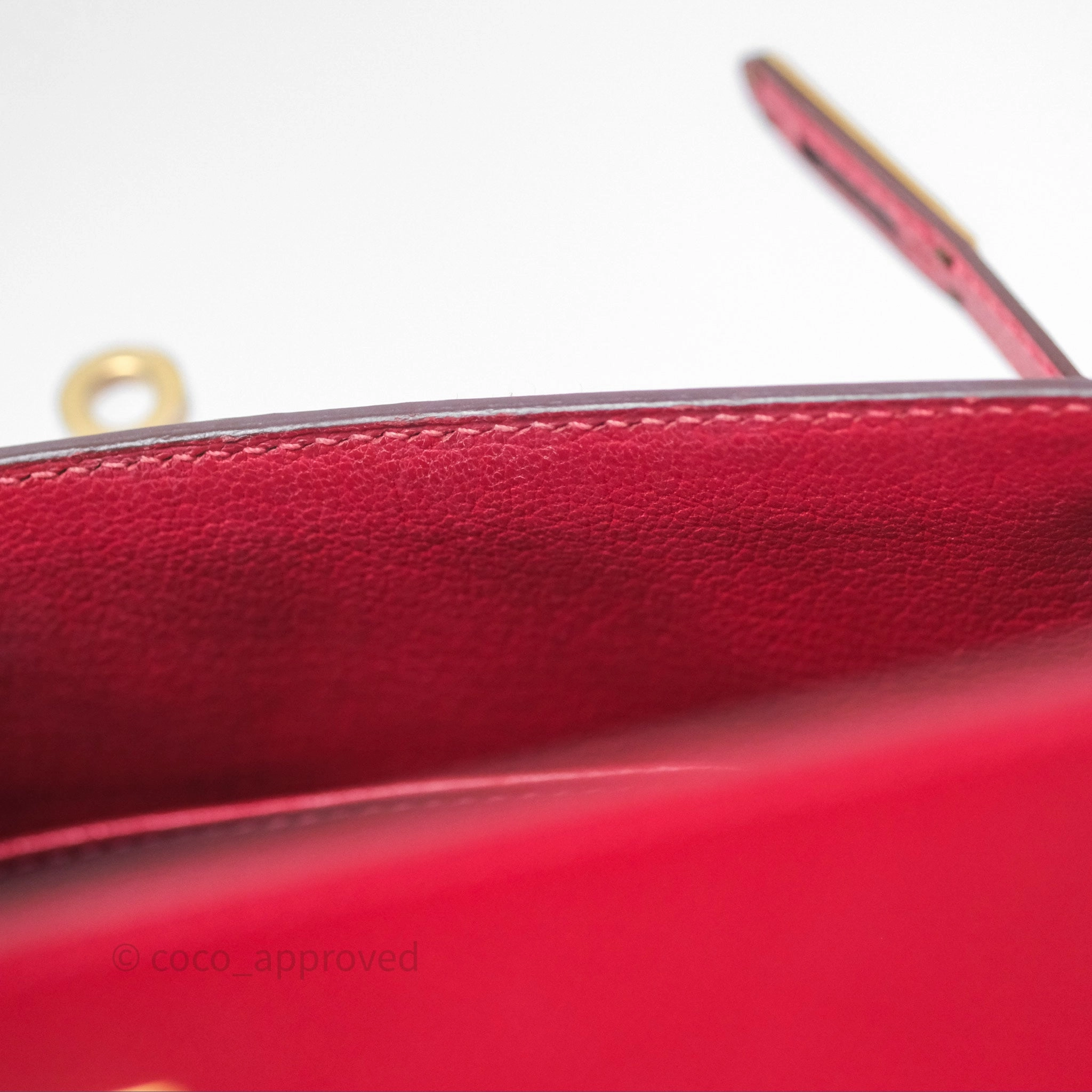 Herms Sellier Kelly 25 Rouge Casaque Q5 Epsom Gold Hardware