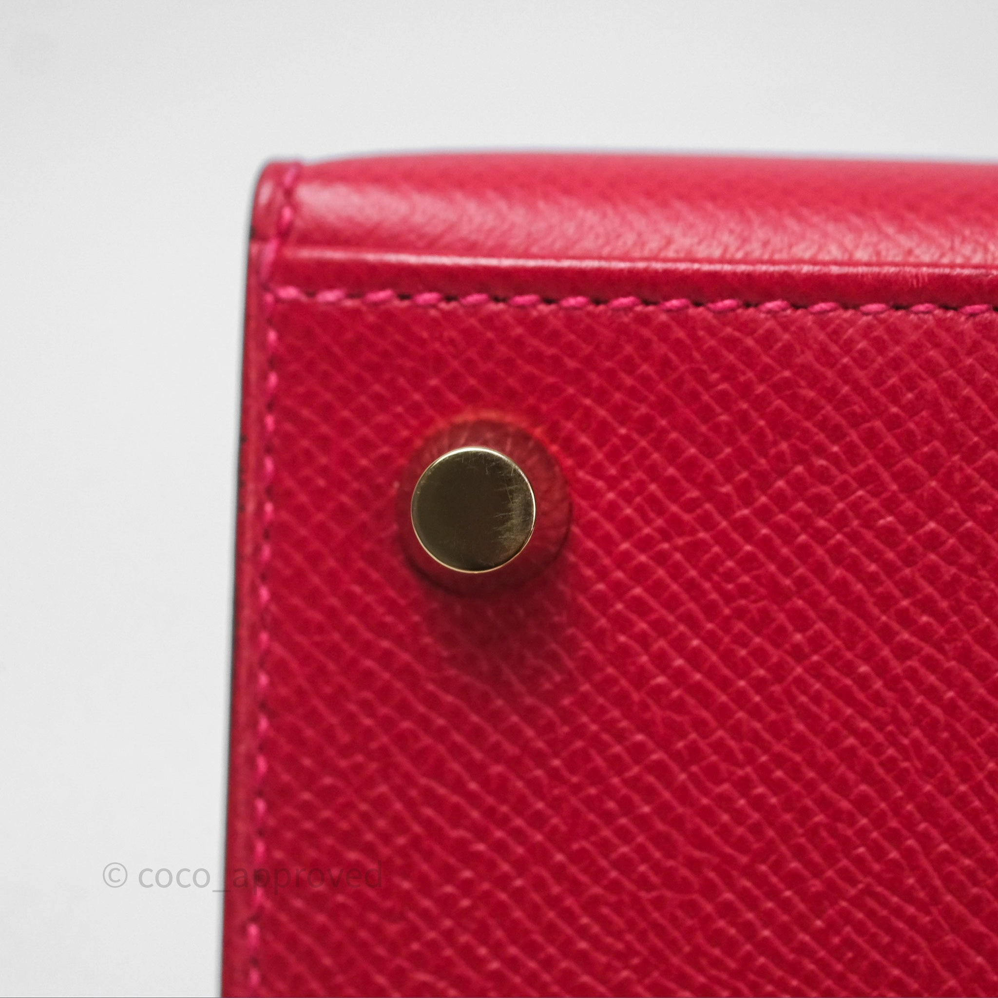 Herms Sellier Kelly 25 Rouge Casaque Q5 Epsom Gold Hardware