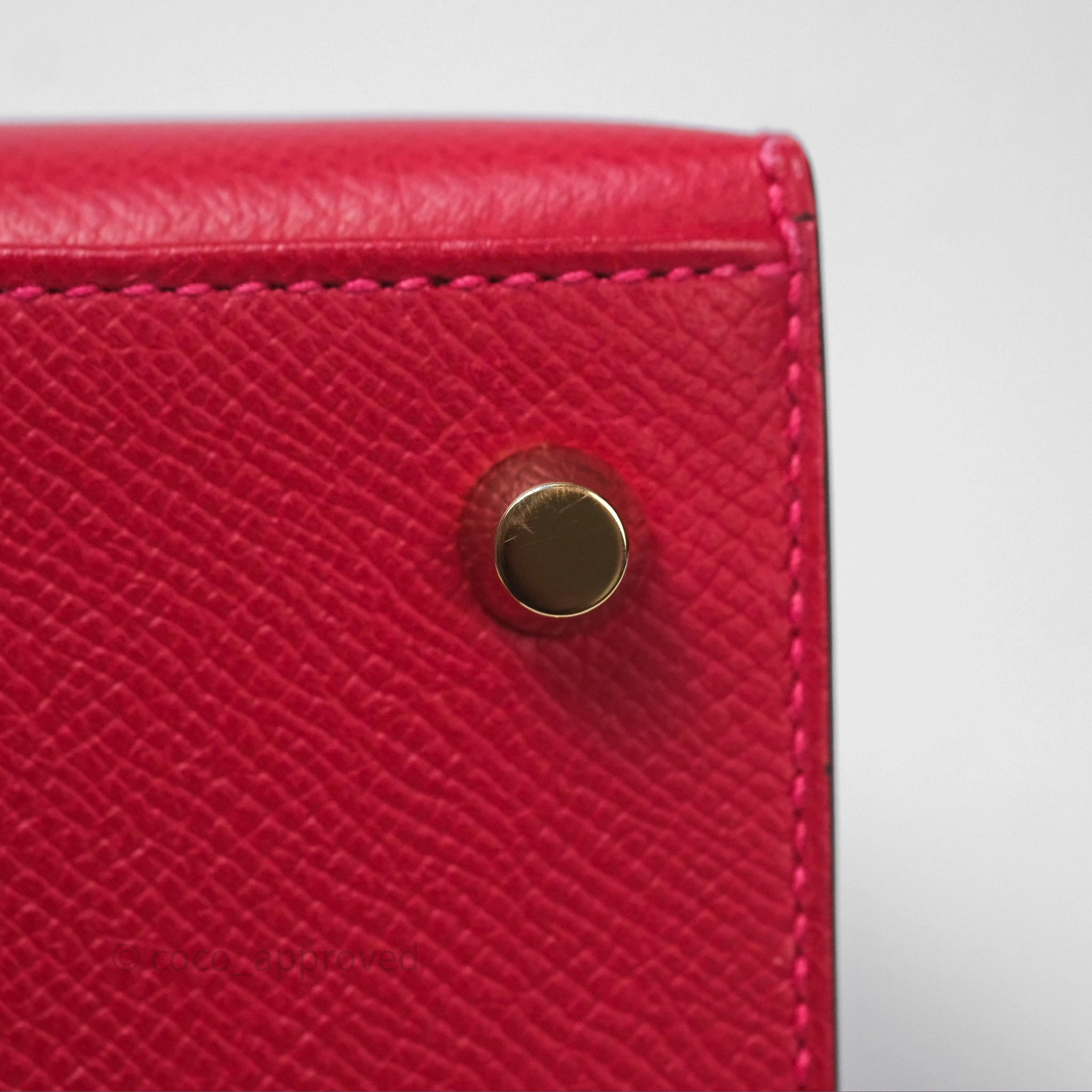 Herms Sellier Kelly 25 Rouge Casaque Q5 Epsom Gold Hardware