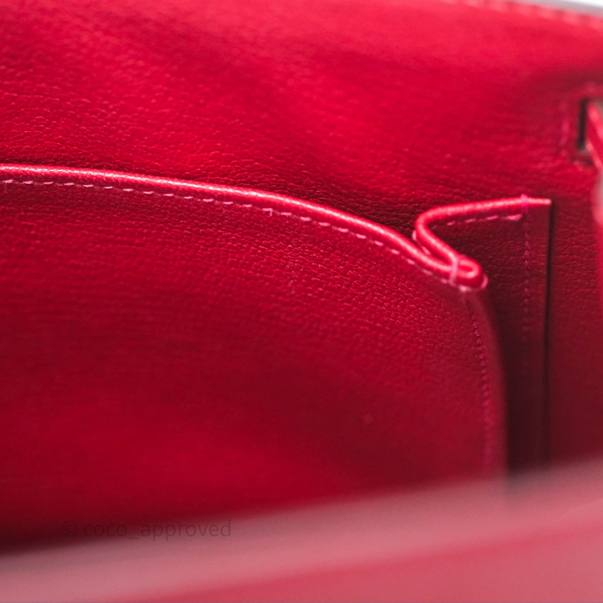 Herms Sellier Kelly 25 Rouge Casaque Q5 Epsom Gold Hardware