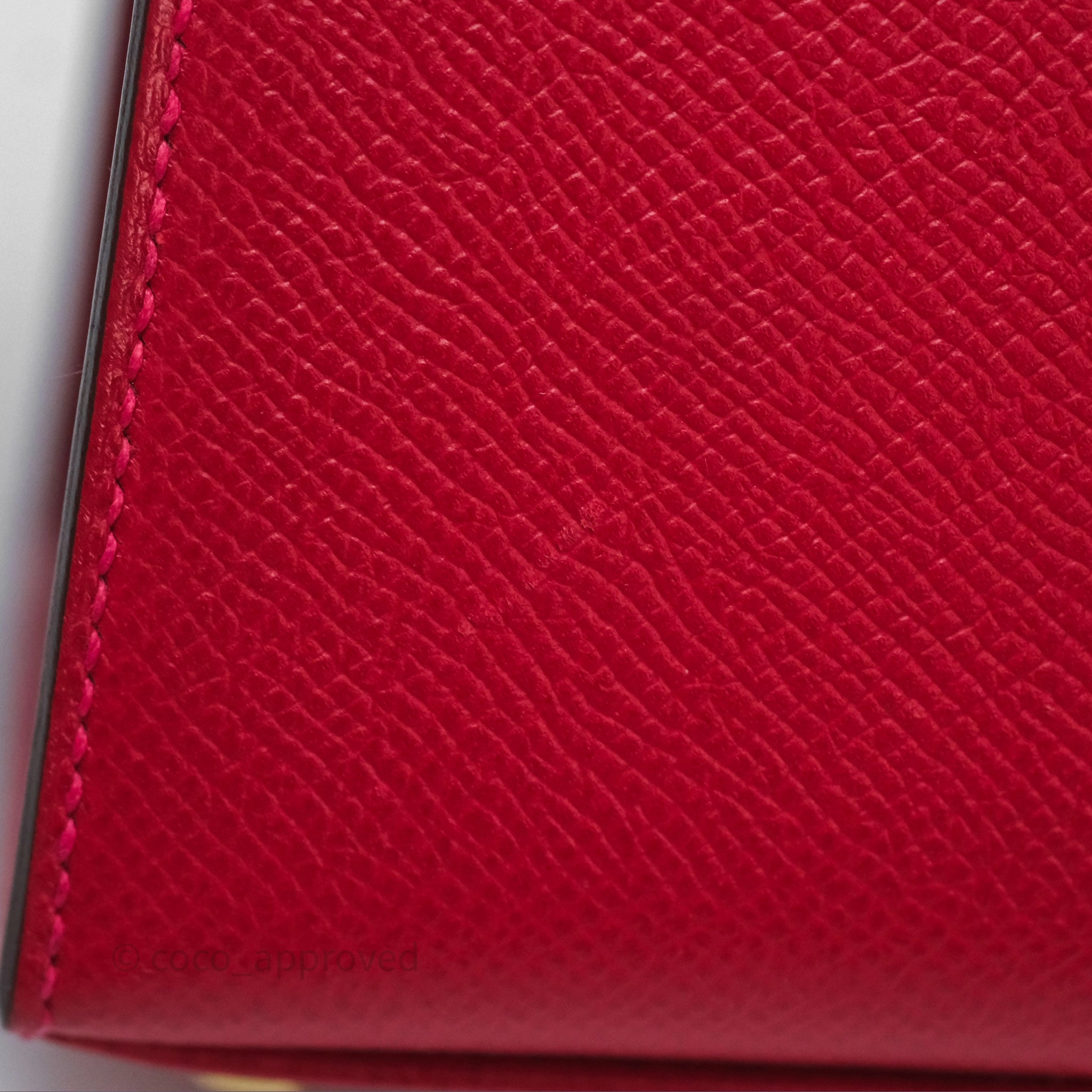 Herms Sellier Kelly 25 Rouge Casaque Q5 Epsom Gold Hardware