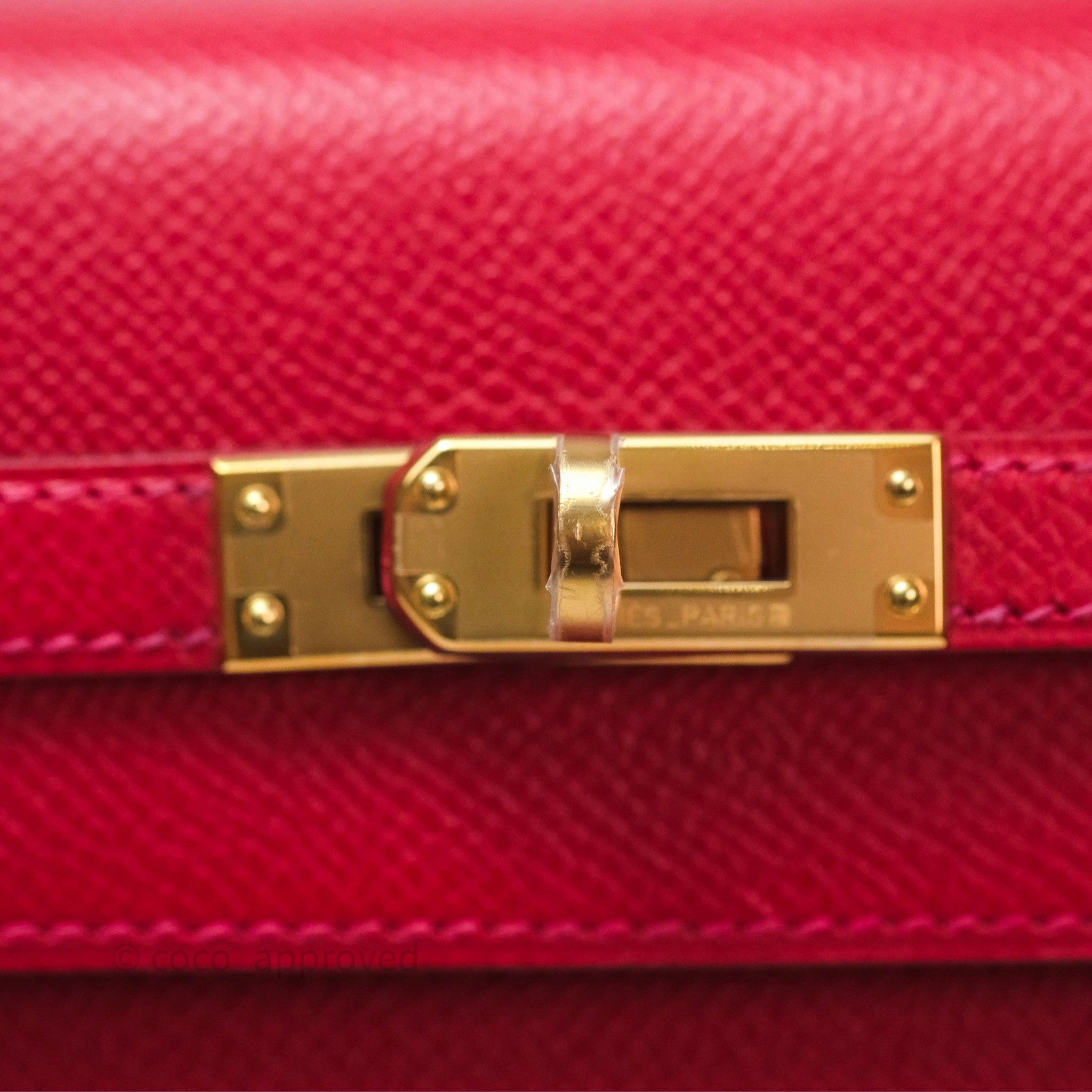 Herms Sellier Kelly 25 Rouge Casaque Q5 Epsom Gold Hardware