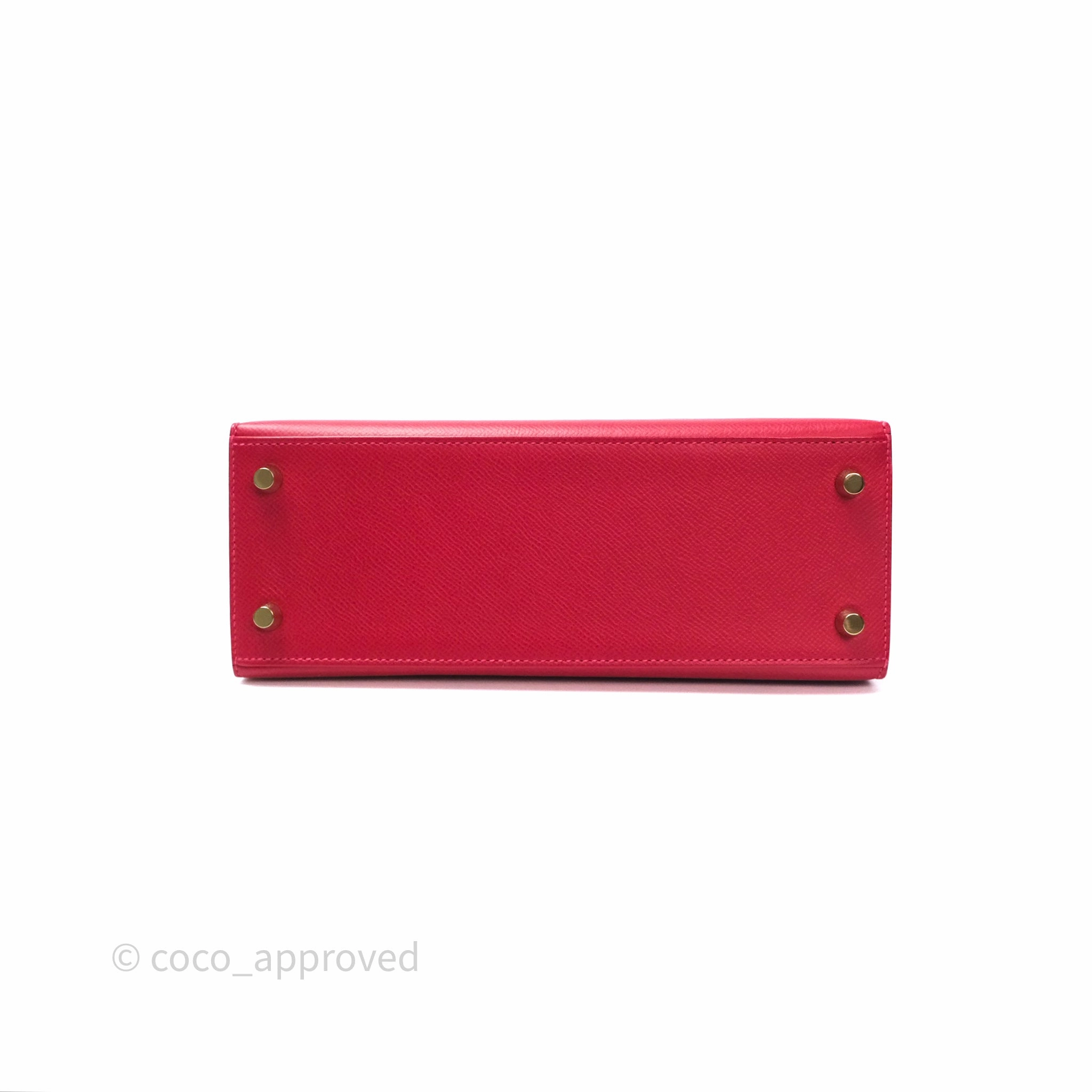 Herms Sellier Kelly 25 Rouge Casaque Q5 Epsom Gold Hardware