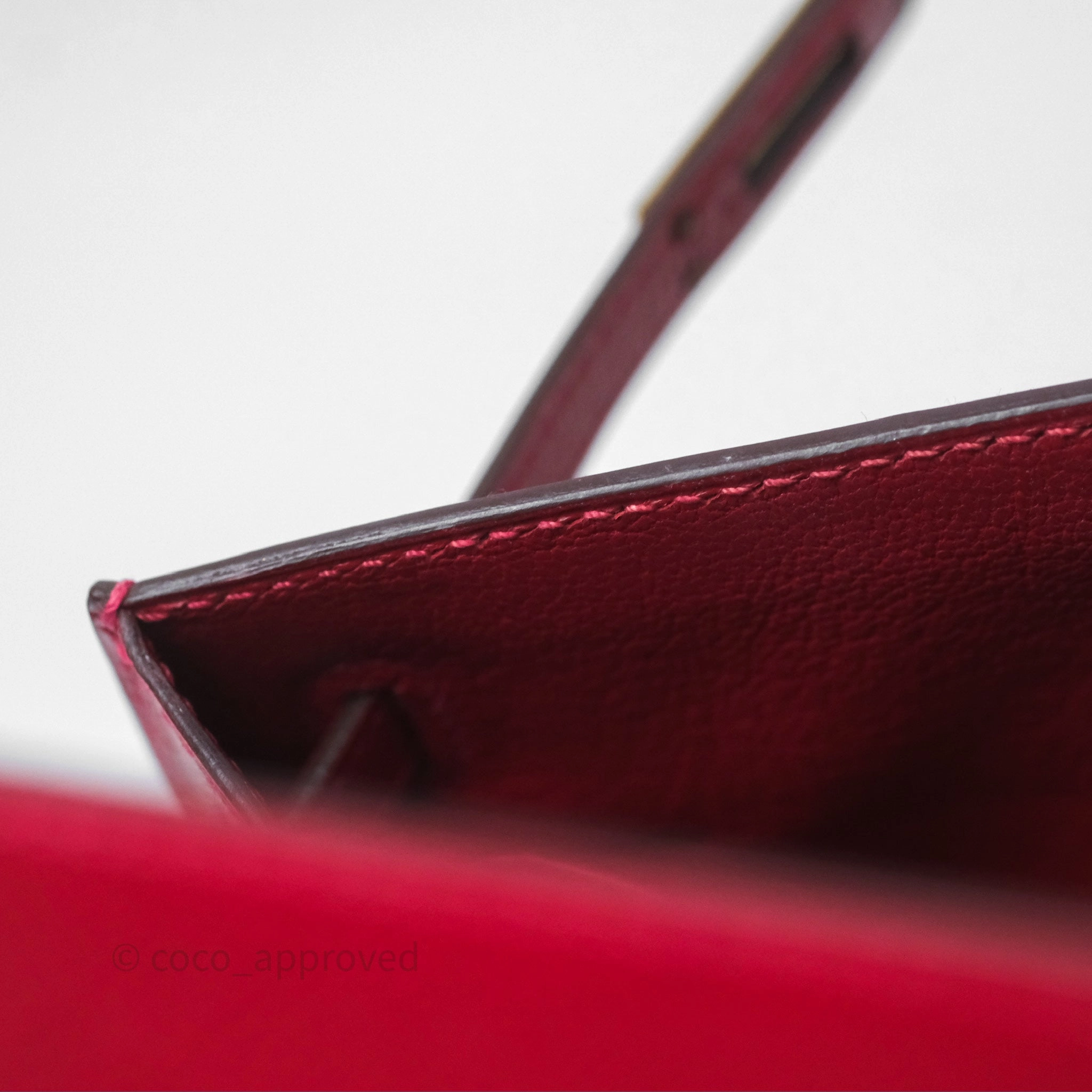 Herms Sellier Kelly 25 Rouge Casaque Q5 Epsom Gold Hardware