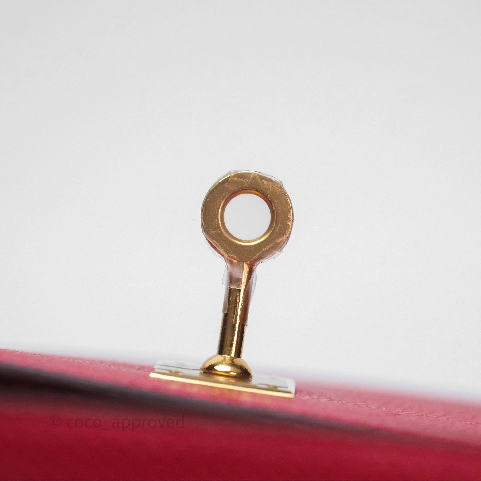 Herms Sellier Kelly 25 Rouge Casaque Q5 Epsom Gold Hardware