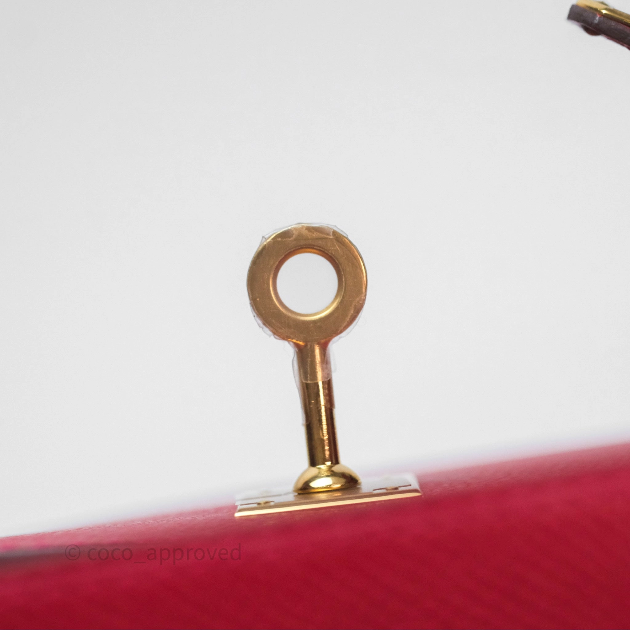 Herms Sellier Kelly 25 Rouge Casaque Q5 Epsom Gold Hardware