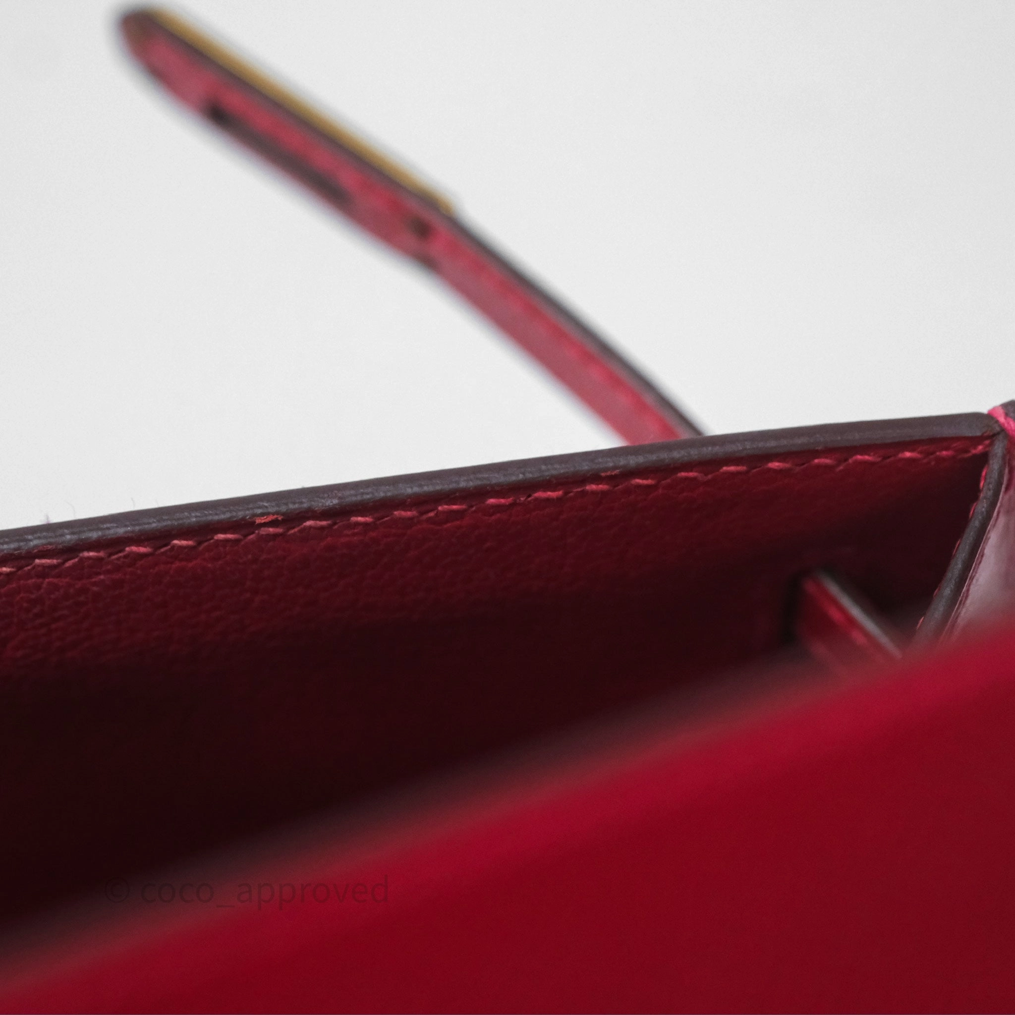 Herms Sellier Kelly 25 Rouge Casaque Q5 Epsom Gold Hardware