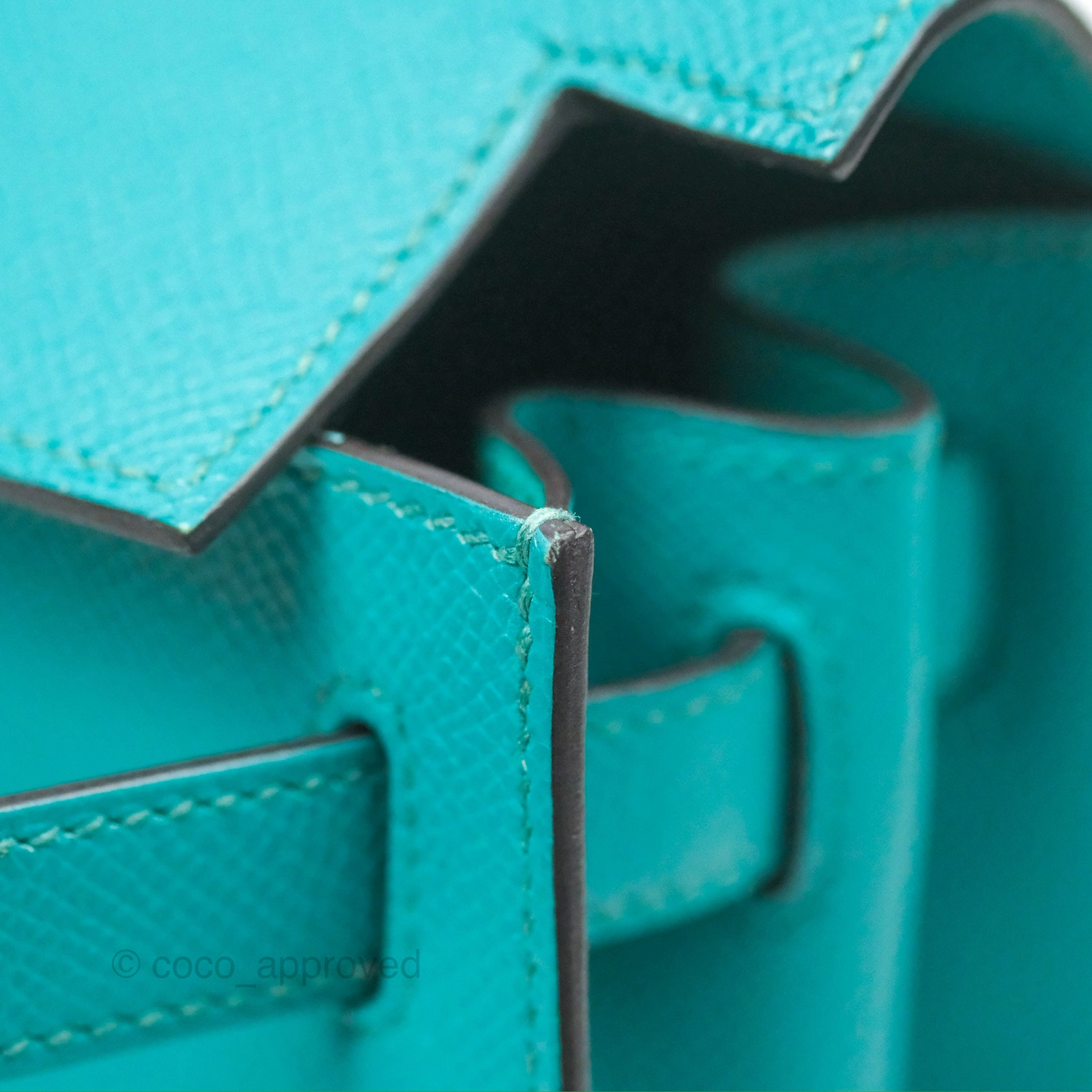 Herms Sellier Kelly 28 Bleu Paon Epsom Gold Hardware