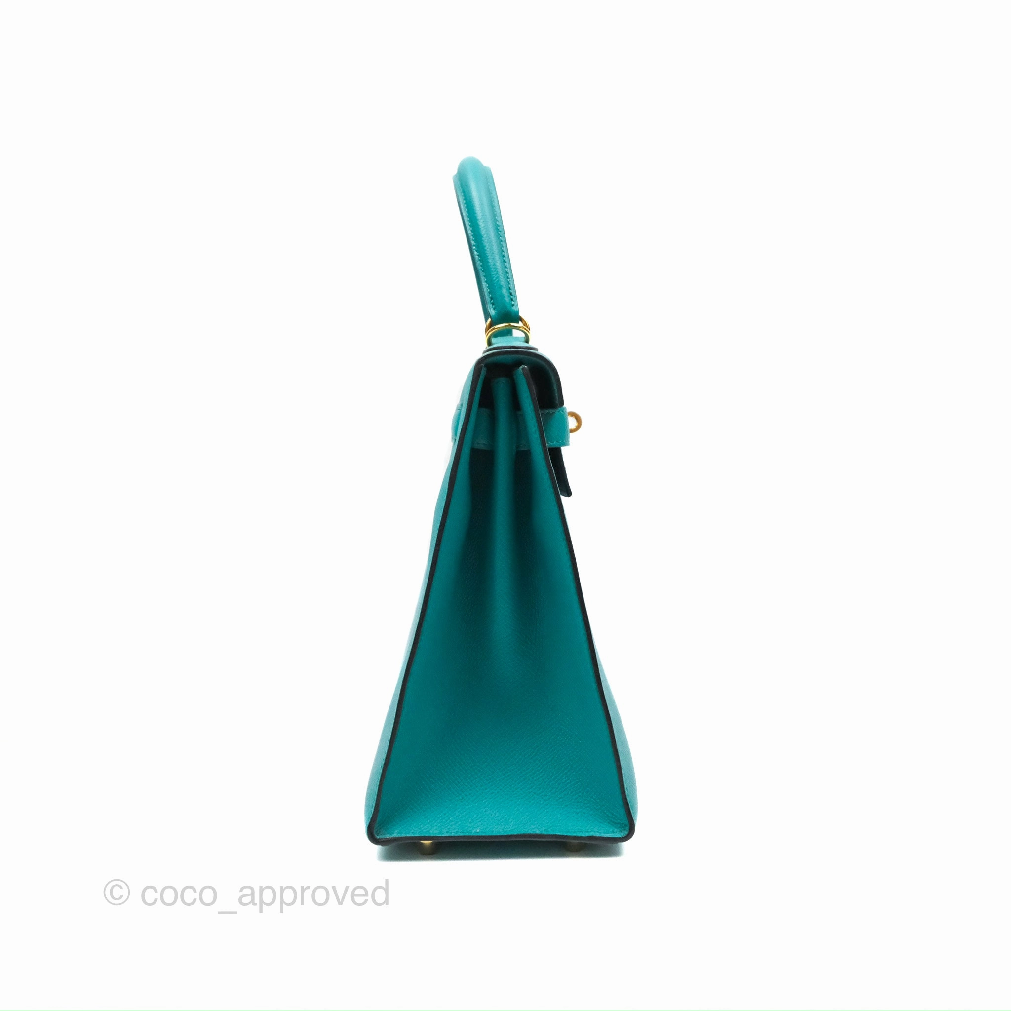Herms Sellier Kelly 28 Bleu Paon Epsom Gold Hardware