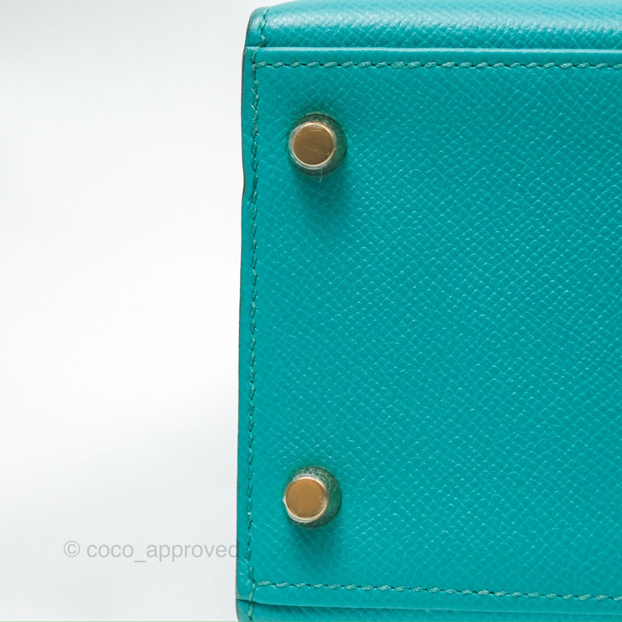 Herms Sellier Kelly 28 Bleu Paon Epsom Gold Hardware