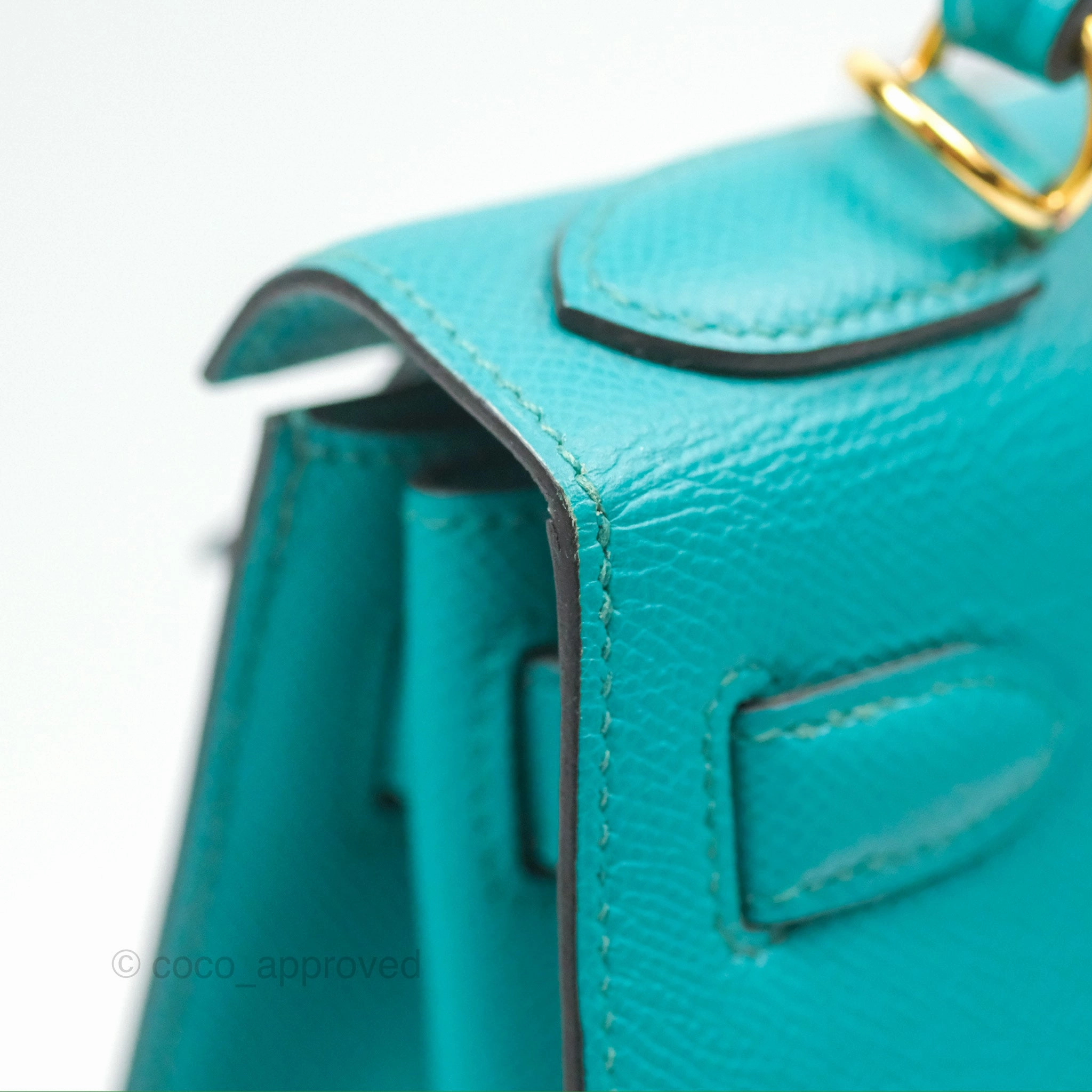 Herms Sellier Kelly 28 Bleu Paon Epsom Gold Hardware