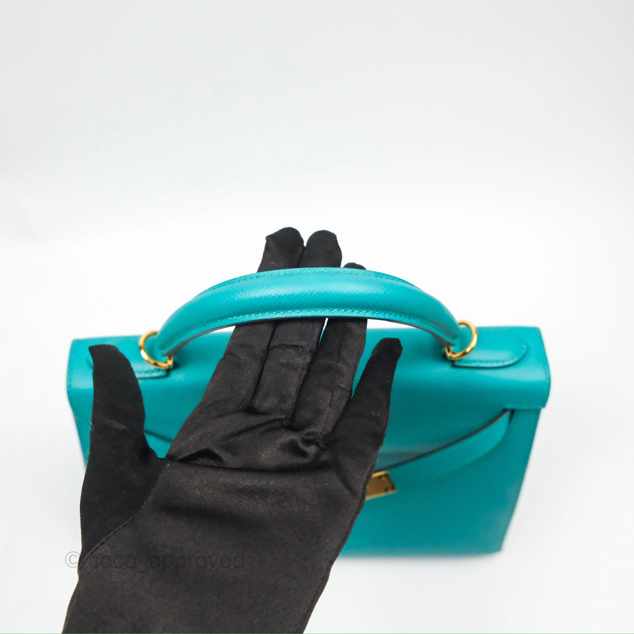 Herms Sellier Kelly 28 Bleu Paon Epsom Gold Hardware
