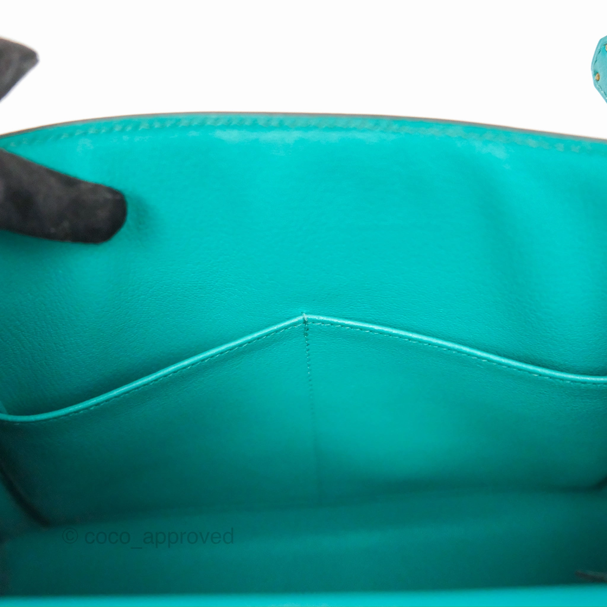 Herms Sellier Kelly 28 Bleu Paon Epsom Gold Hardware