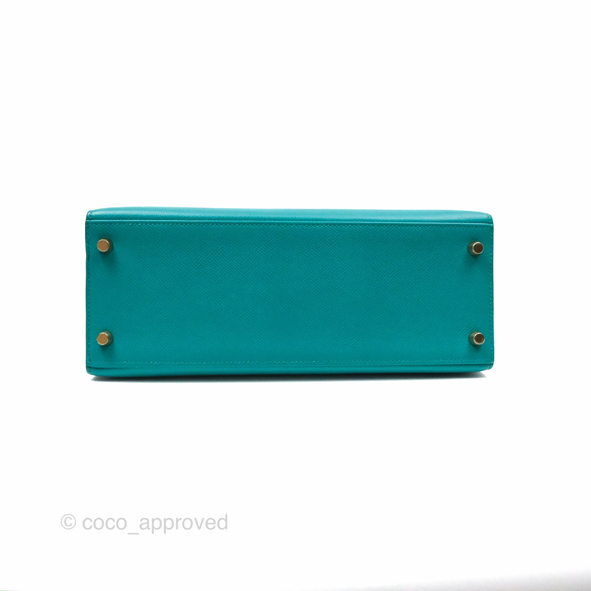 Herms Sellier Kelly 28 Bleu Paon Epsom Gold Hardware