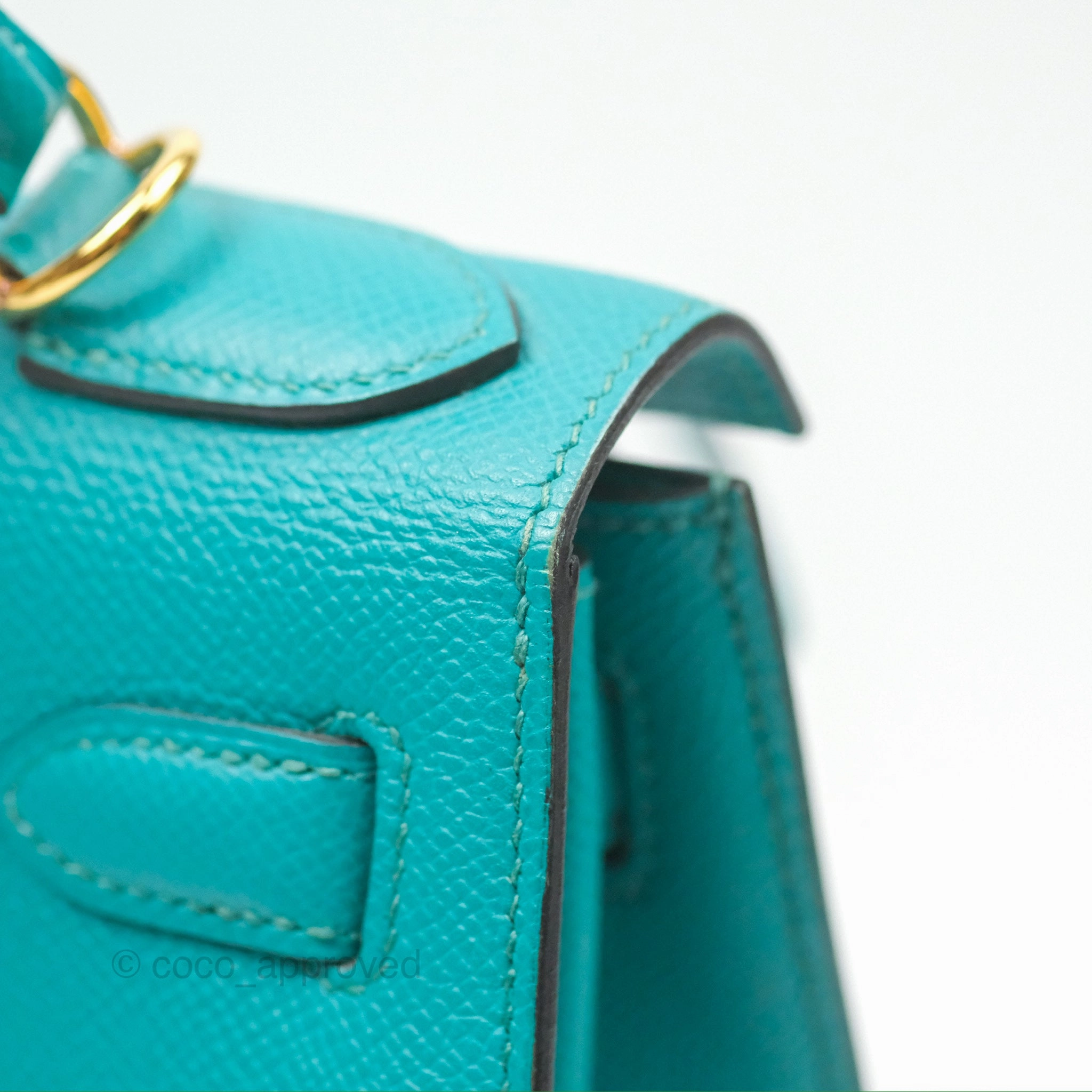 Herms Sellier Kelly 28 Bleu Paon Epsom Gold Hardware