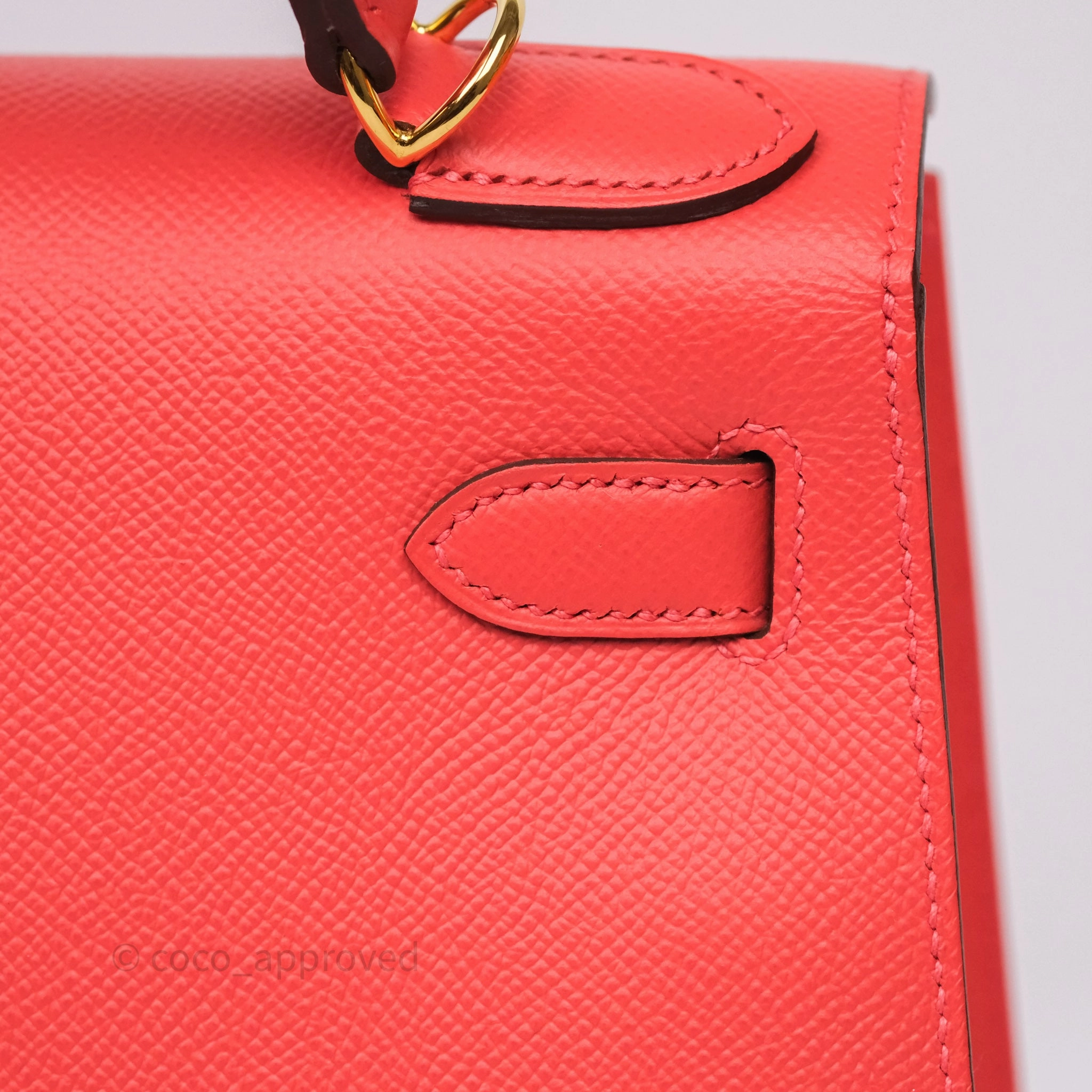 Herms Sellier Kelly 28 Rose Jaipur Epsom Gold Hardware