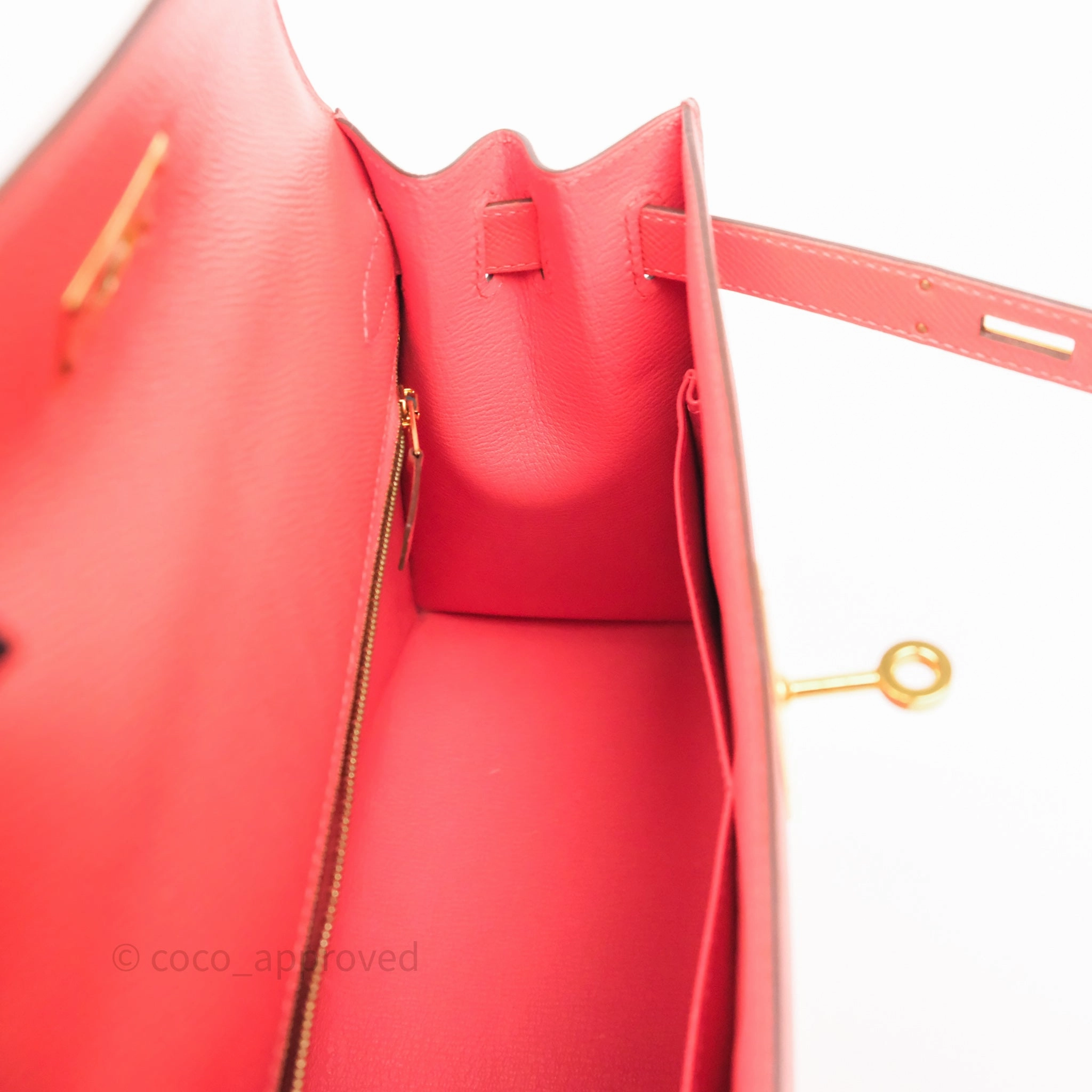 Herms Sellier Kelly 28 Rose Jaipur Epsom Gold Hardware