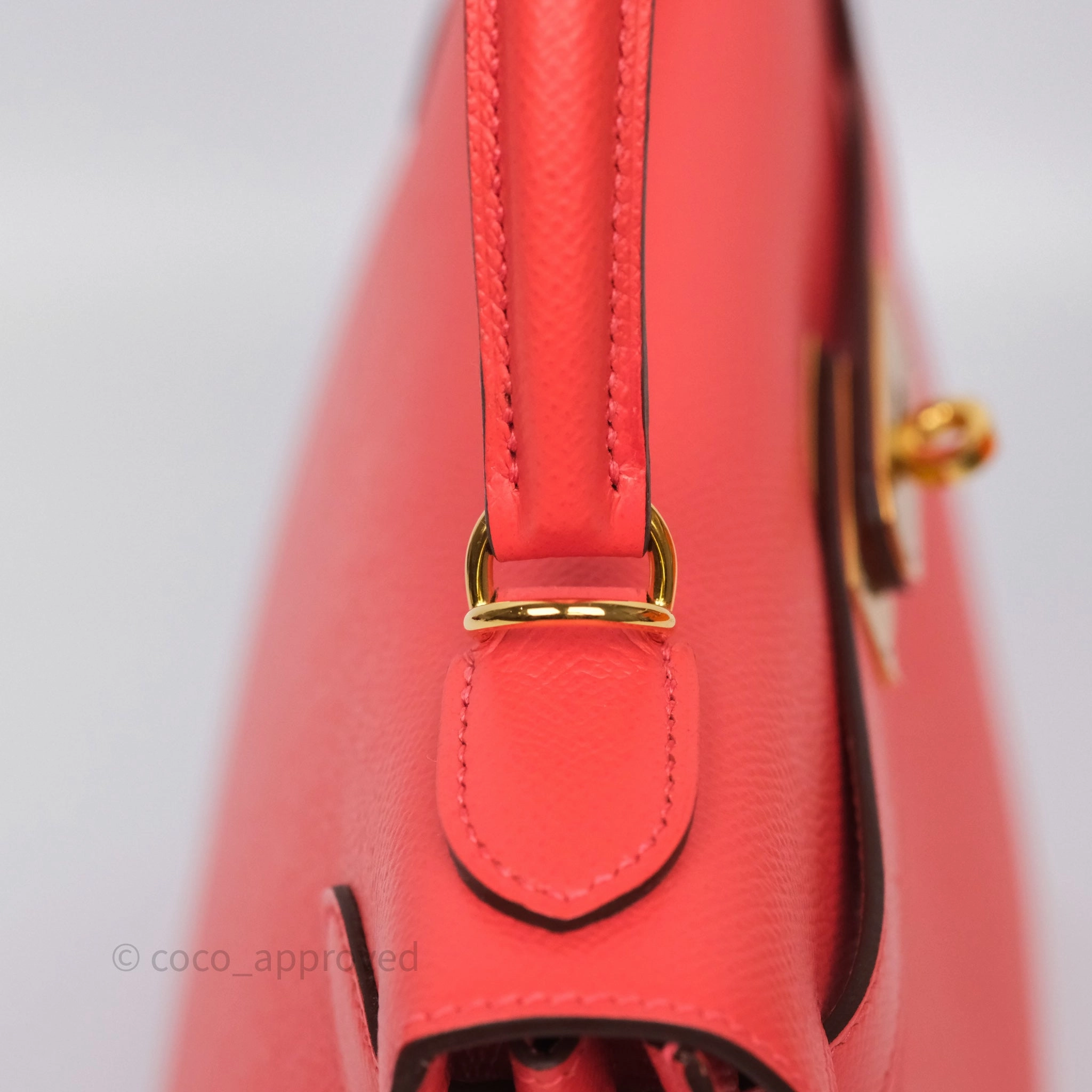 Herms Sellier Kelly 28 Rose Jaipur Epsom Gold Hardware