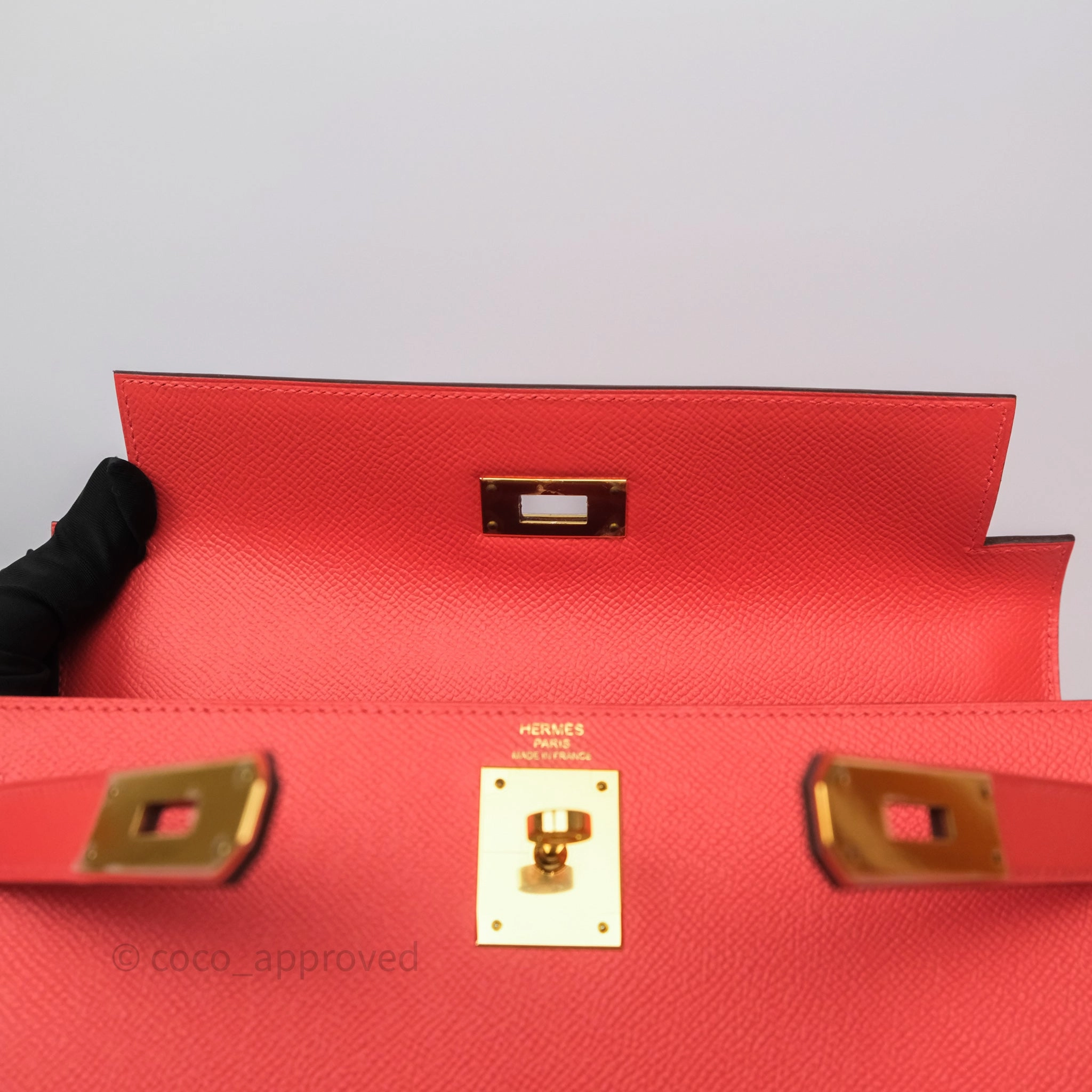 Herms Sellier Kelly 28 Rose Jaipur Epsom Gold Hardware