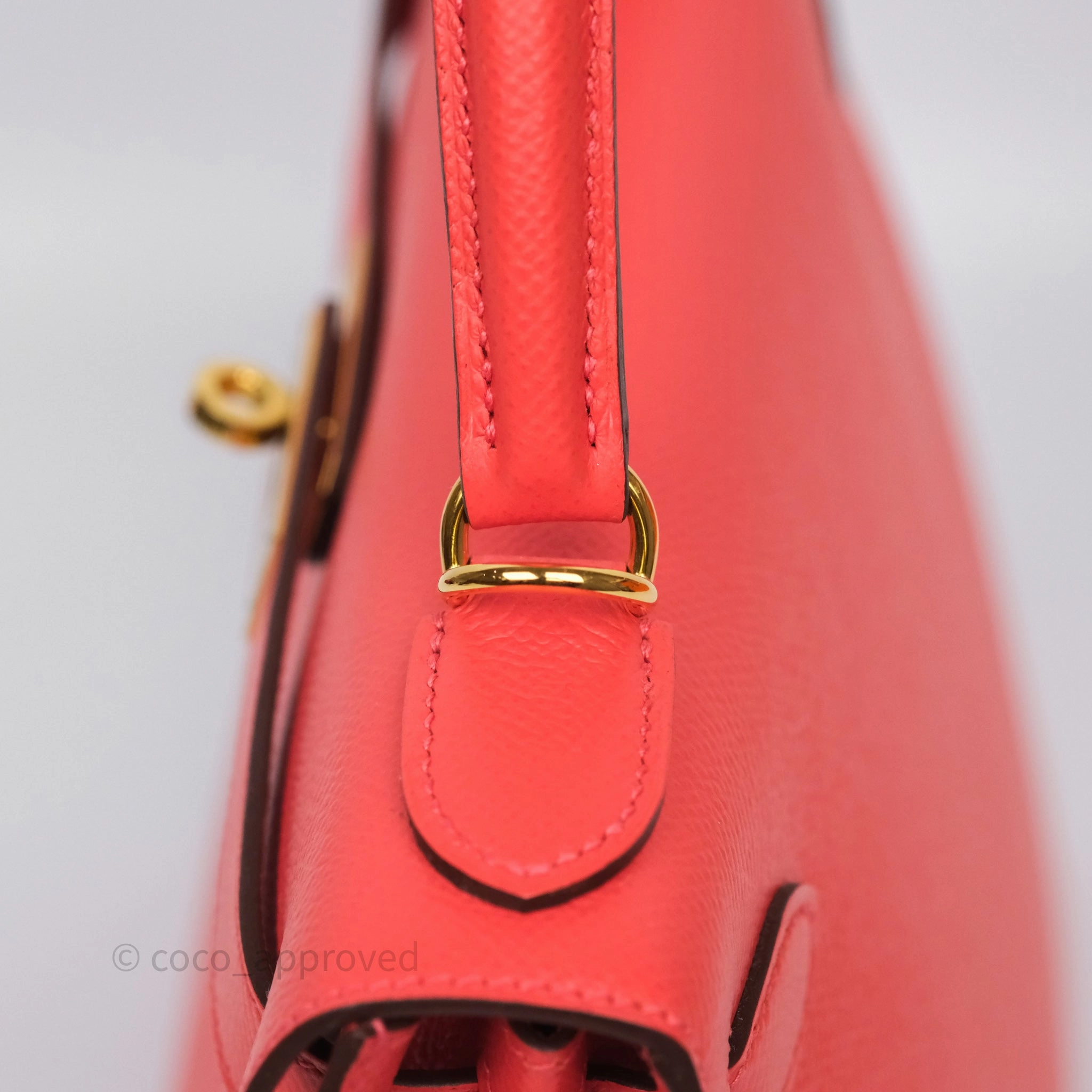 Herms Sellier Kelly 28 Rose Jaipur Epsom Gold Hardware