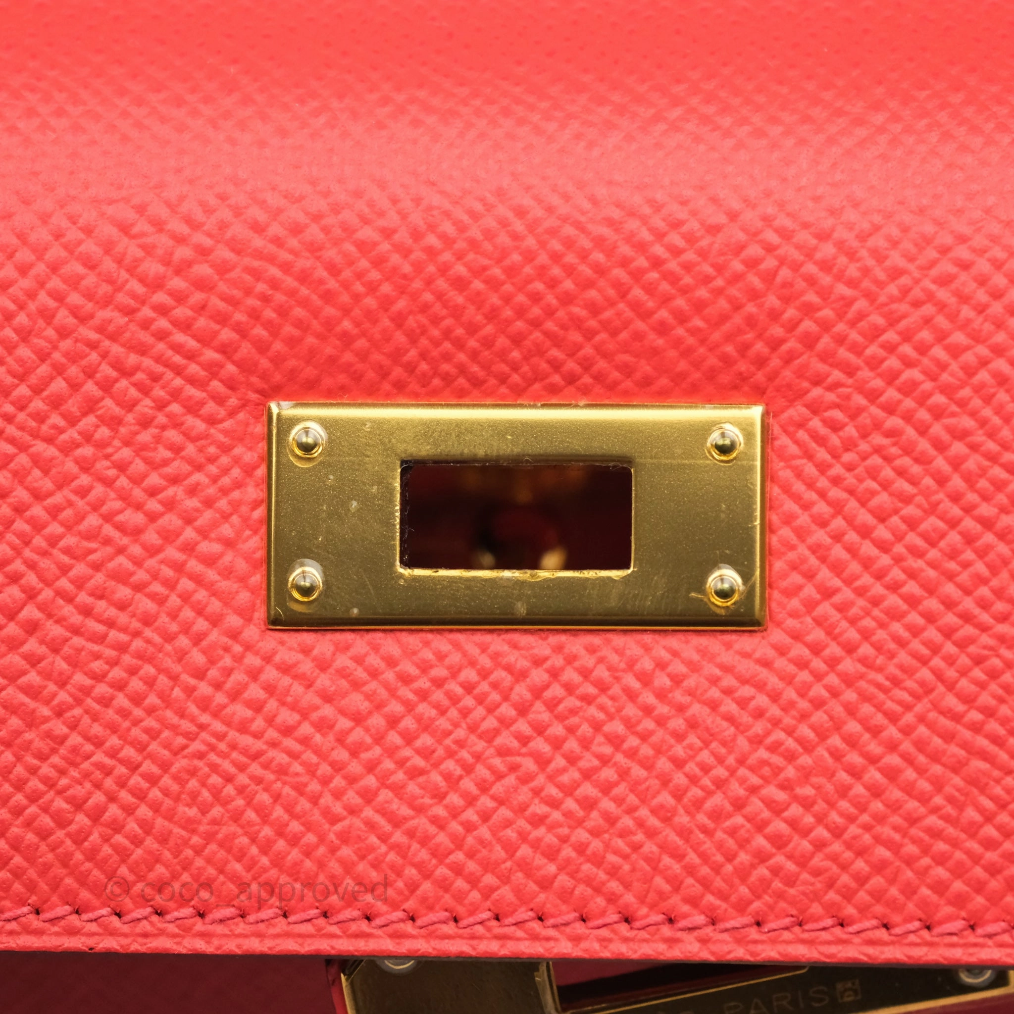 Herms Sellier Kelly 28 Rose Jaipur Epsom Gold Hardware