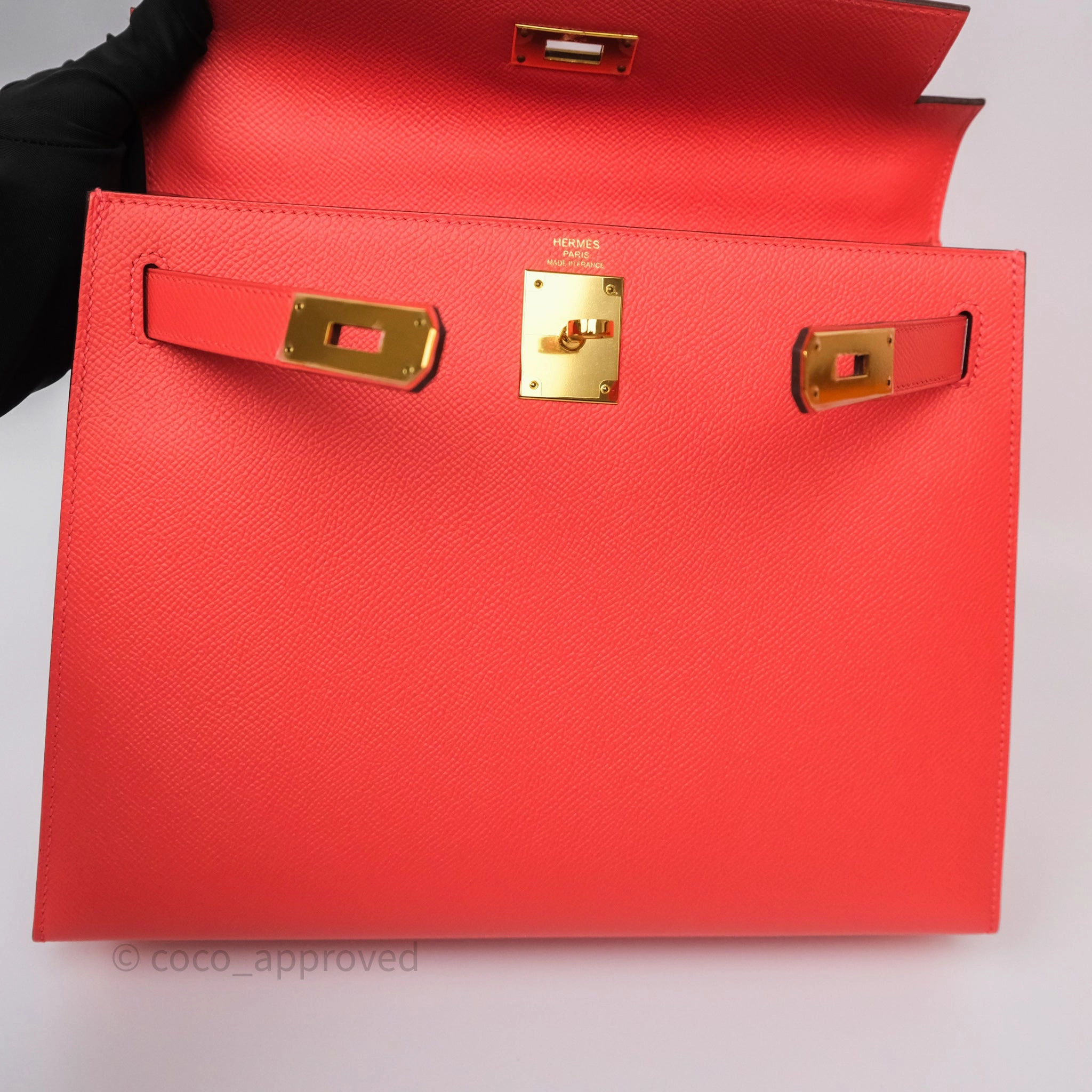 Herms Sellier Kelly 28 Rose Jaipur Epsom Gold Hardware